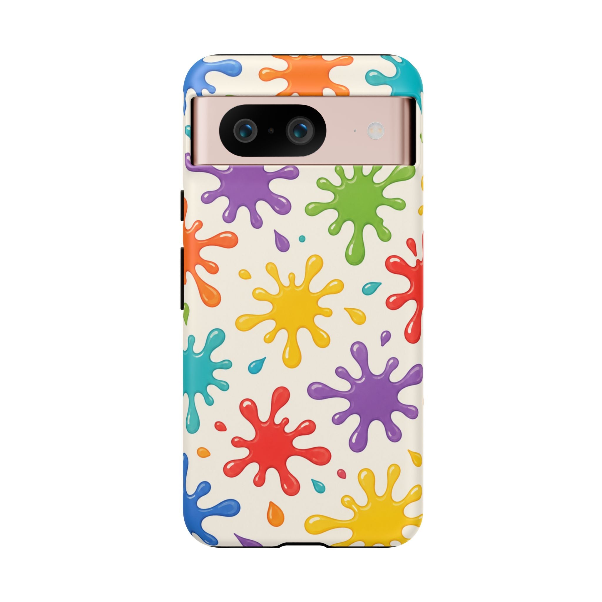 Colorful Paint Splat Phone Case — Protective Tough Case with Bright Rainbow Splatter Design