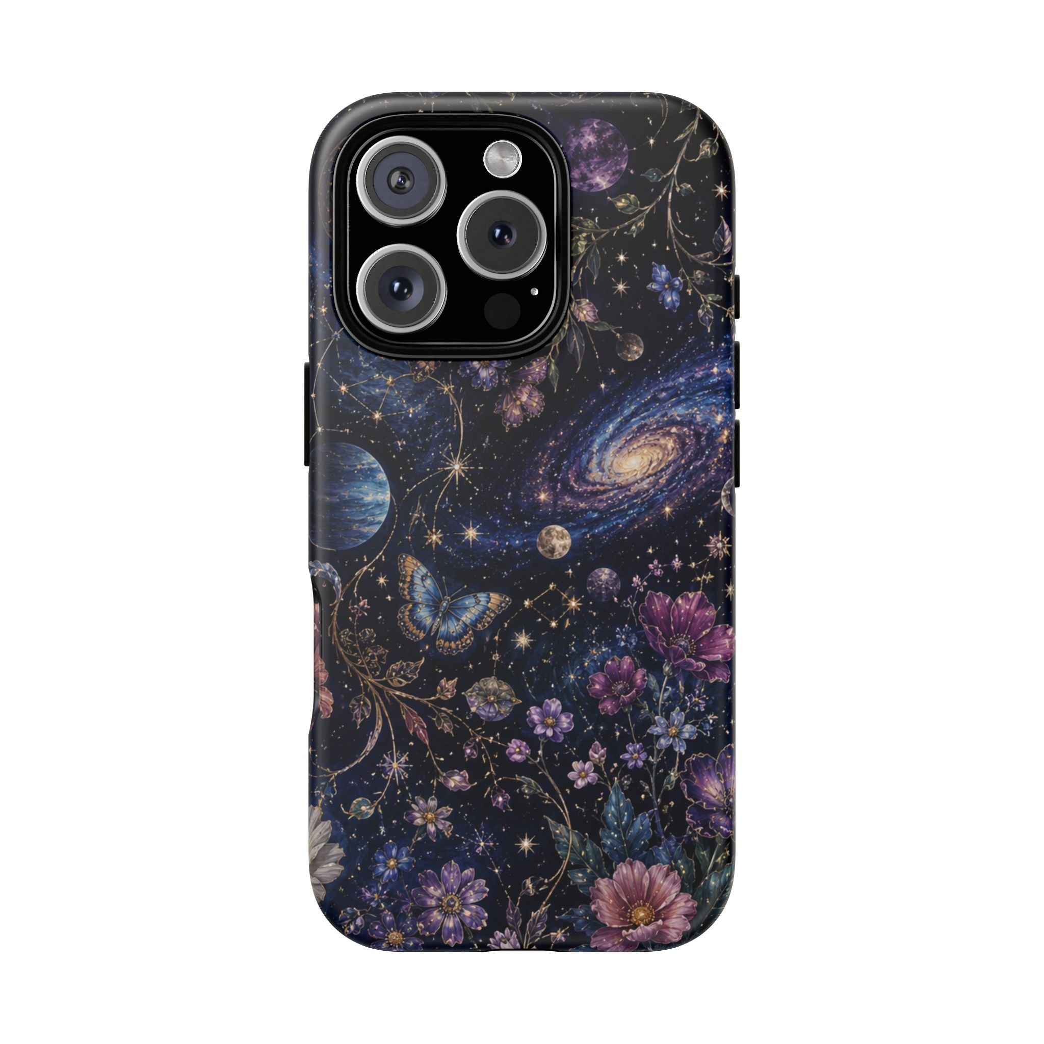Cosmic Garden Tough Phone Case — Floral Galaxy Phone Protective Cover