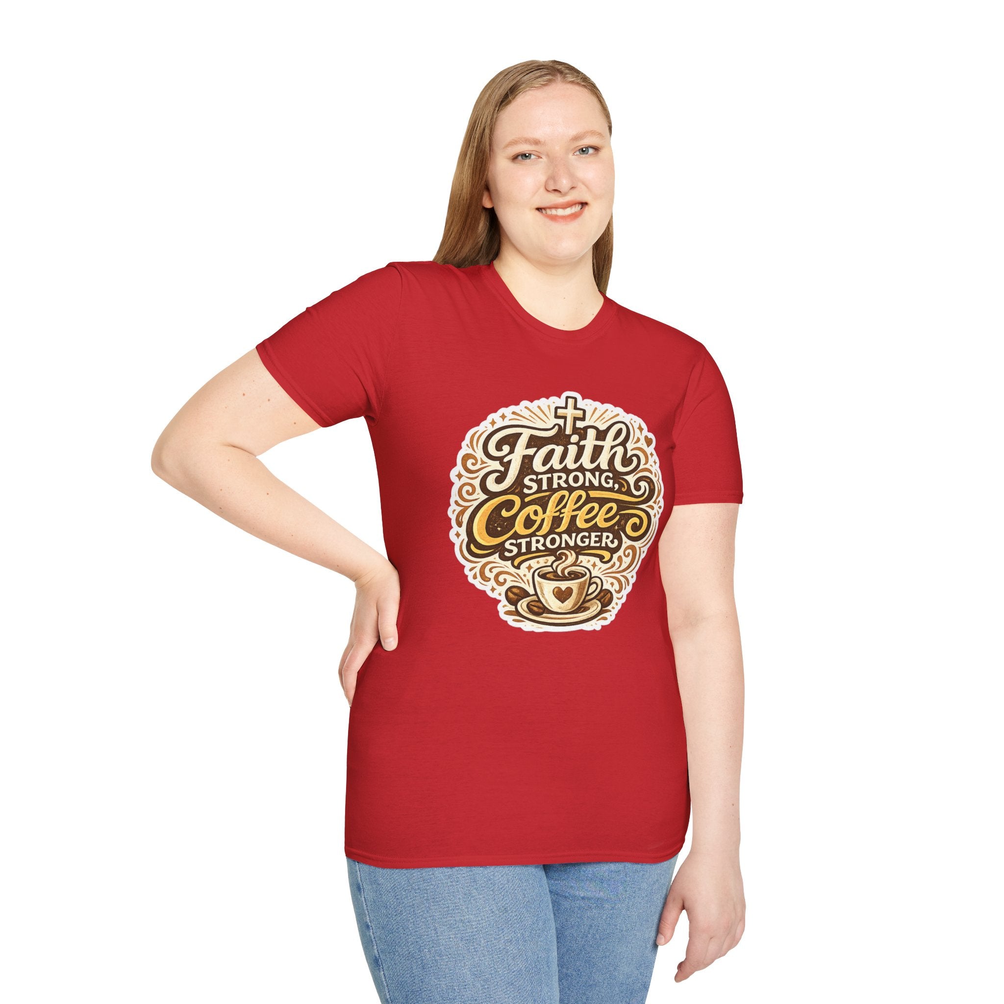 Faith Strong, Coffee Stronger T-Shirt | Faith Inspired Gift Tee