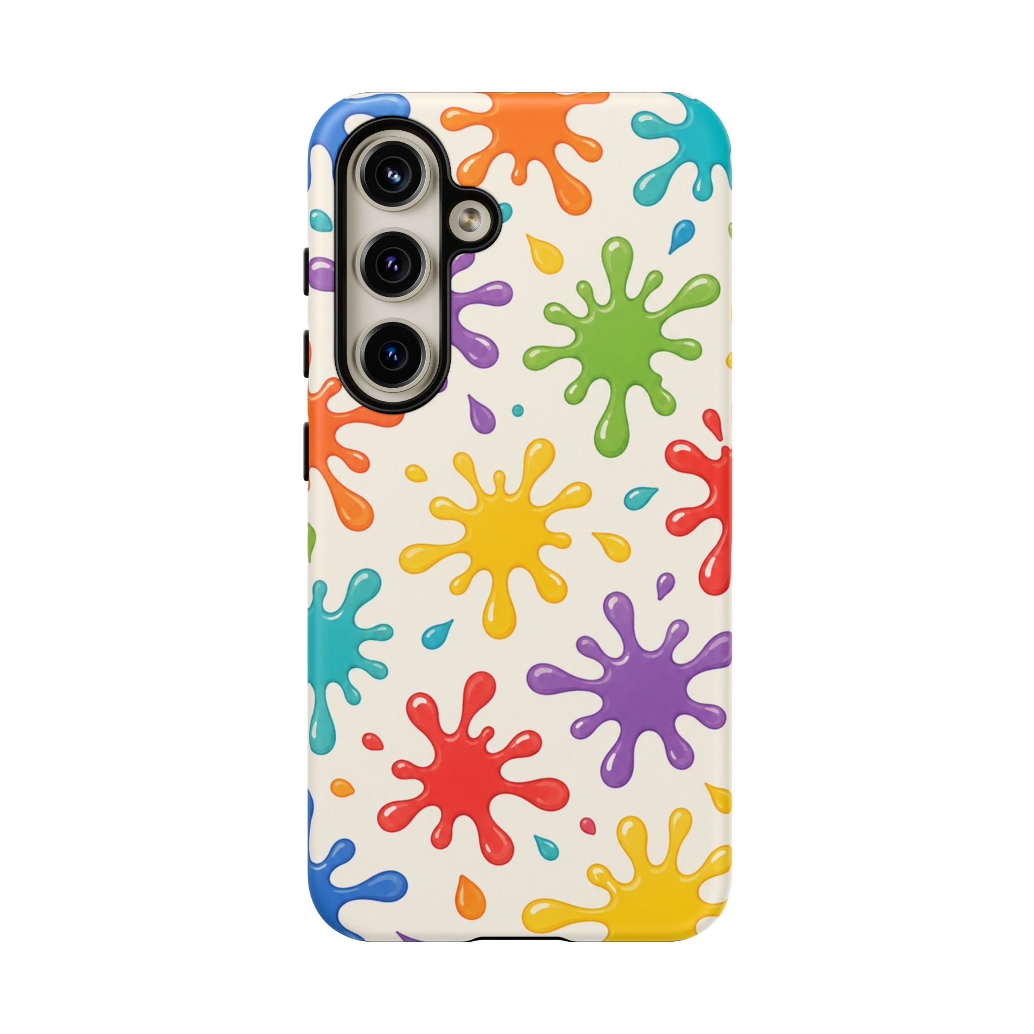 Colorful Paint Splat Phone Case — Protective Tough Case with Bright Rainbow Splatter Design