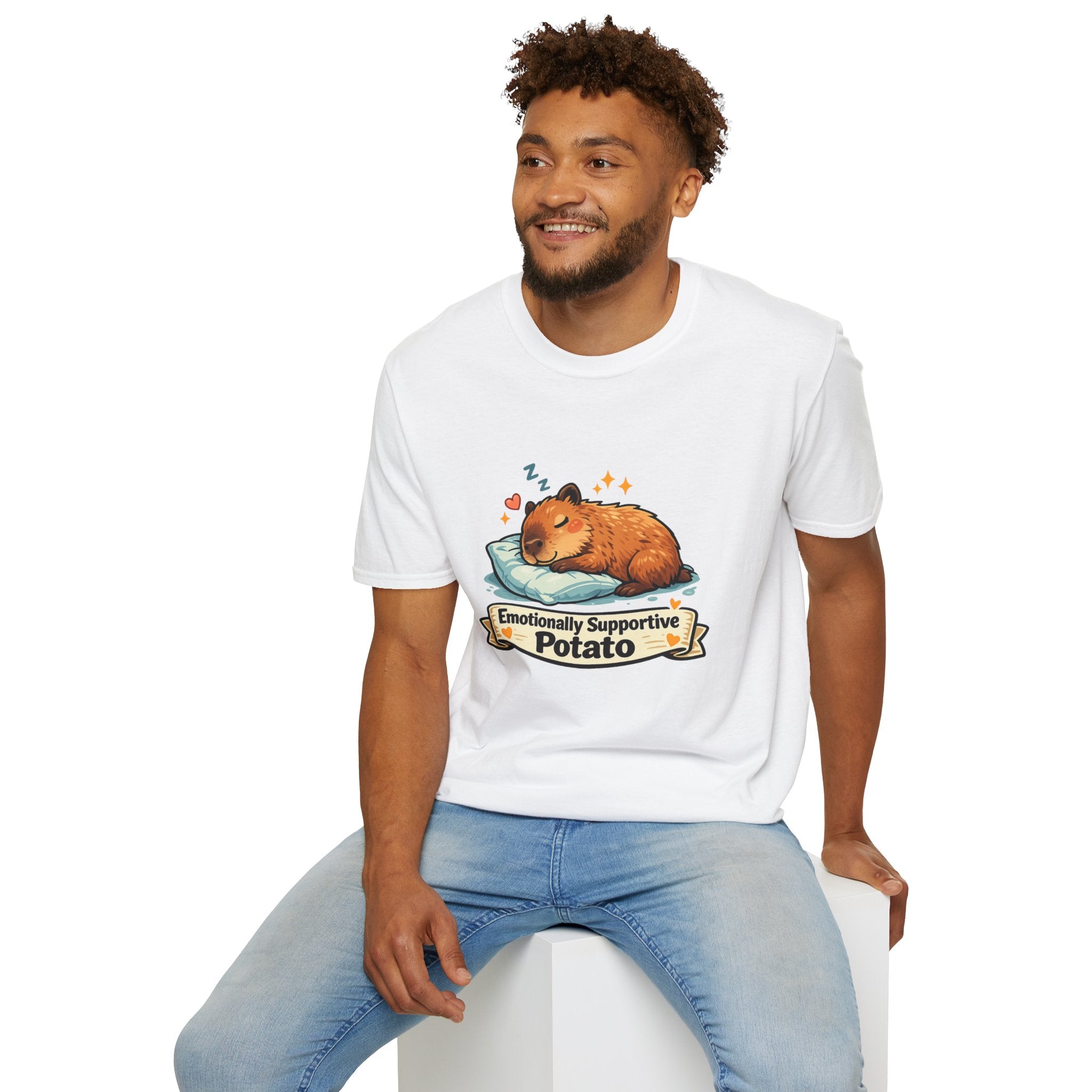 Emotionally Supportive Potato T-Shirt — Cute Sleeping Capybara Design