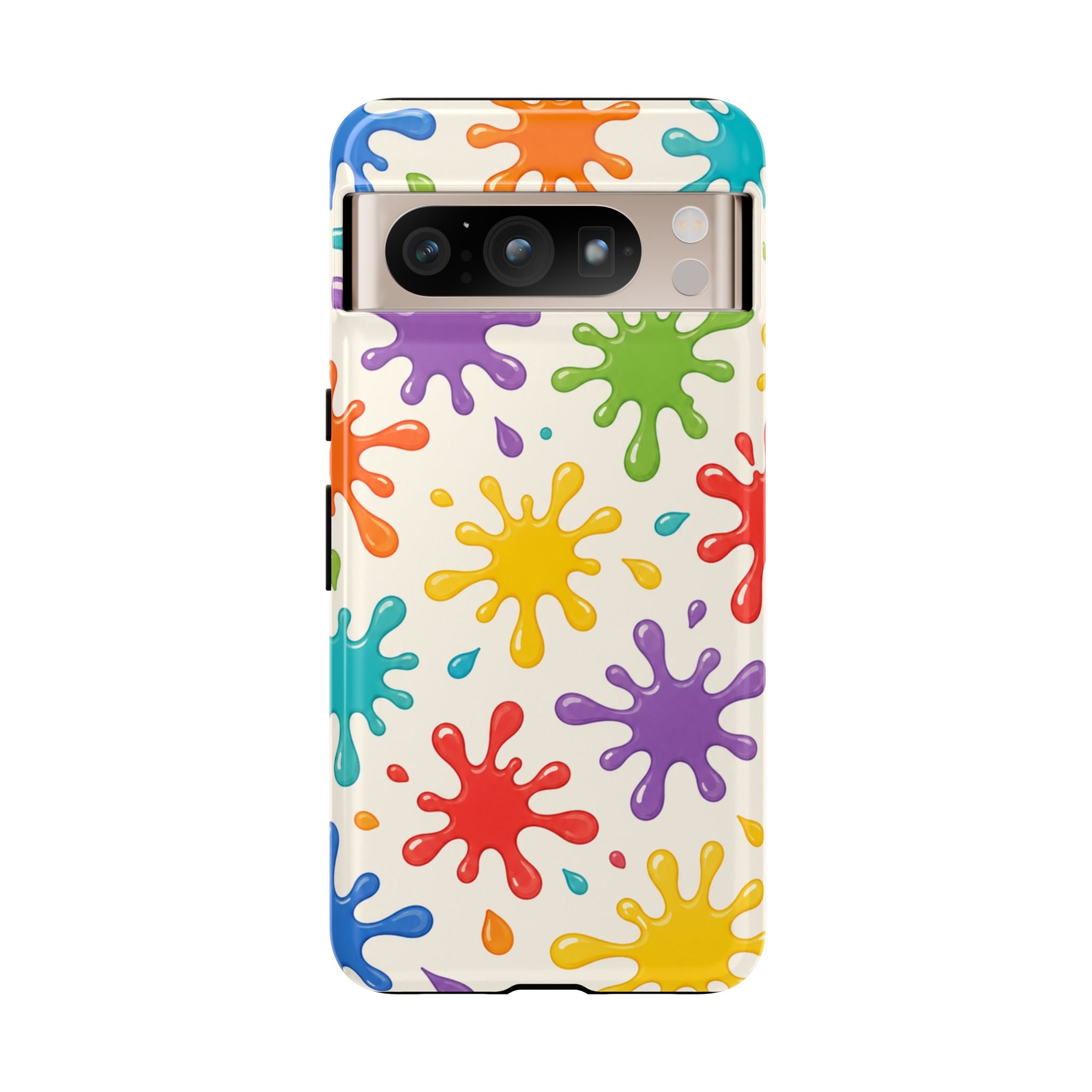 Colorful Paint Splat Phone Case — Protective Tough Case with Bright Rainbow Splatter Design