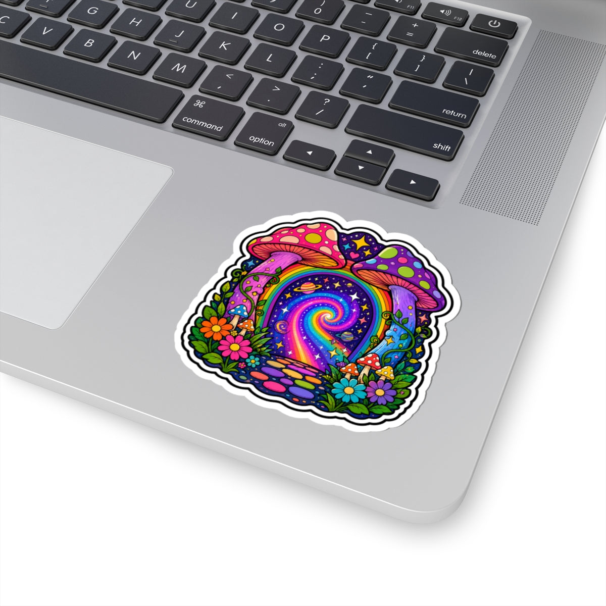 Psychedelic Mushroom Portal Sticker — Colorful Trippy Kiss-Cut Decal