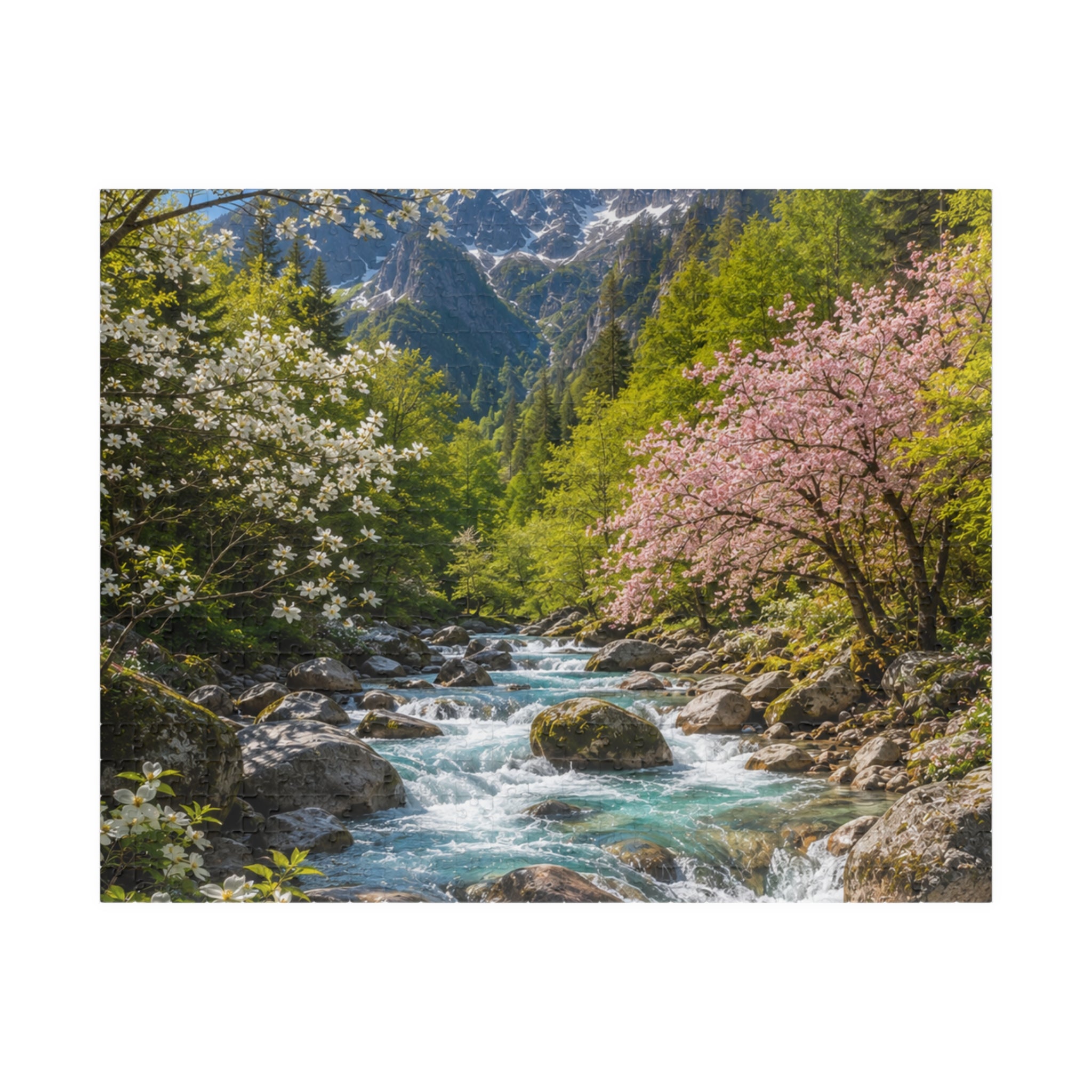 Mountain Spring River Puzzle — Scenic Nature Jigsaw (110/252/520/1014 pcs)
