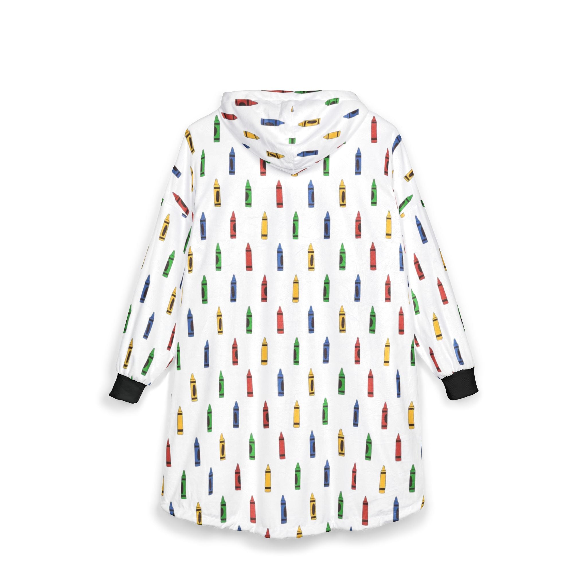Hooded Blanket with Colorful Crayon Pattern – Cozy Kids & Teacher Gift