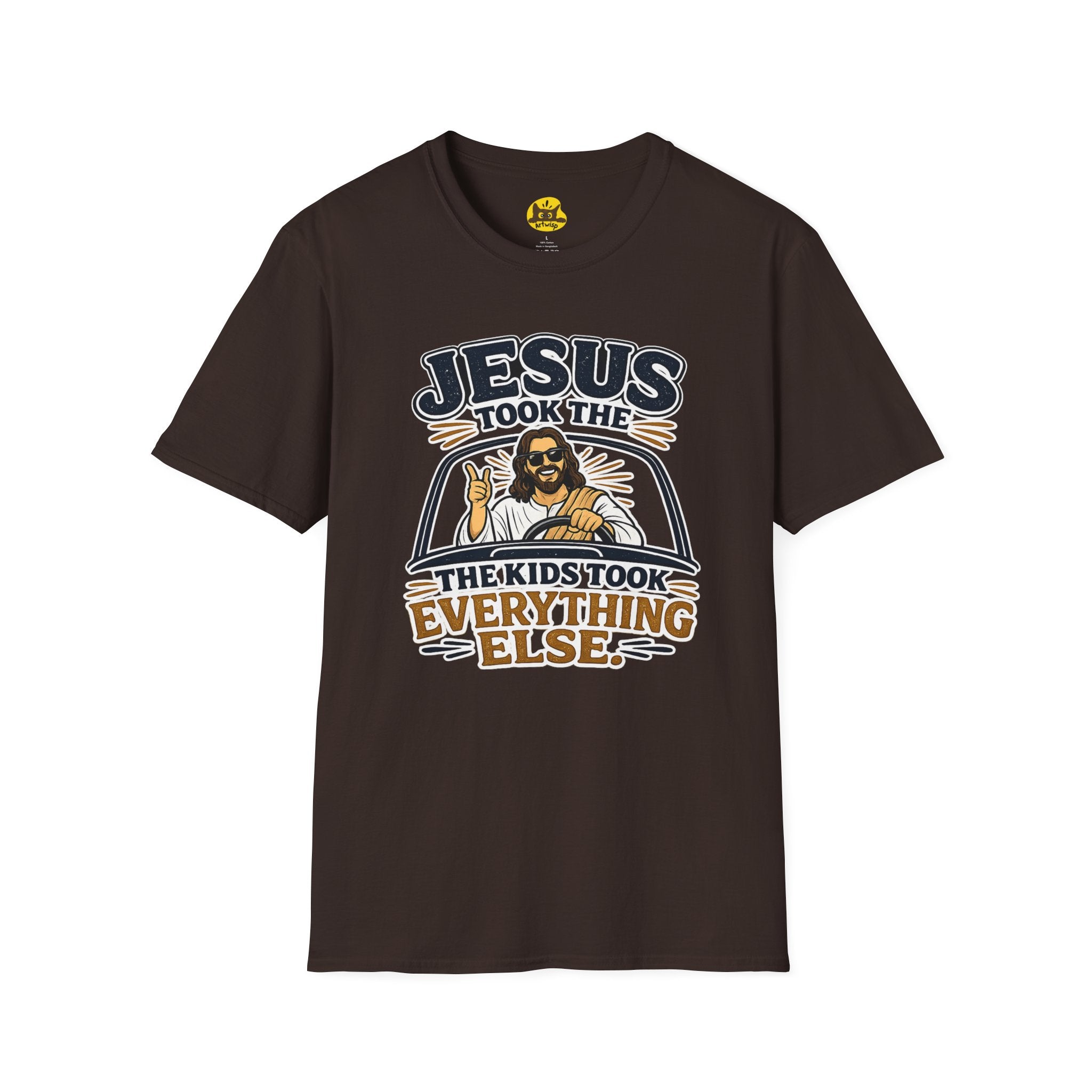 Jesus Took The Wheel T‑Shirt — "Jesus Took The Kids Took Everything Else" Christian Graphic Tee