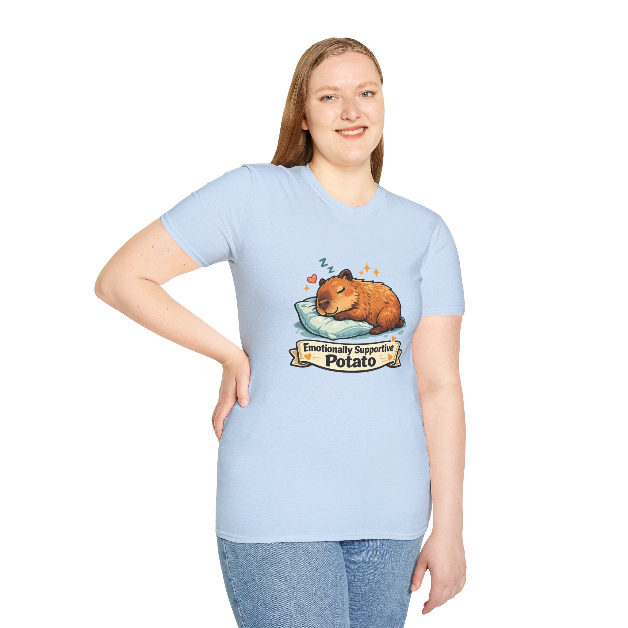 Emotionally Supportive Potato T-Shirt — Cute Sleeping Capybara Design