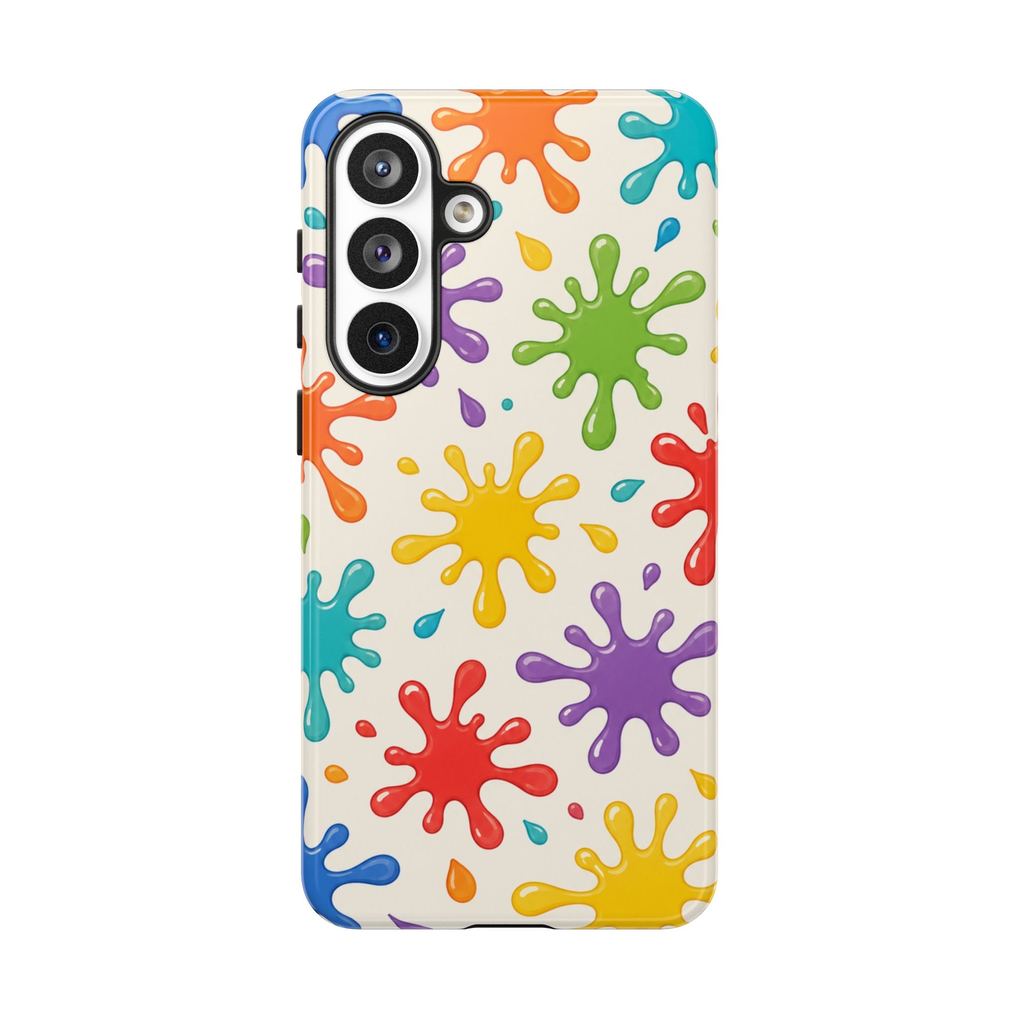 Colorful Paint Splat Phone Case — Protective Tough Case with Bright Rainbow Splatter Design