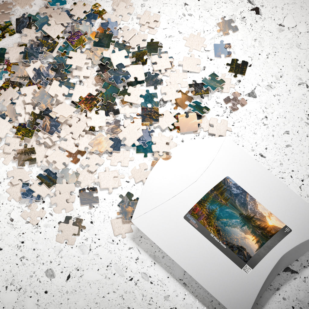 Mountain Lake Sunset Puzzle — Scenic Nature Jigsaw (110–1014 pcs)