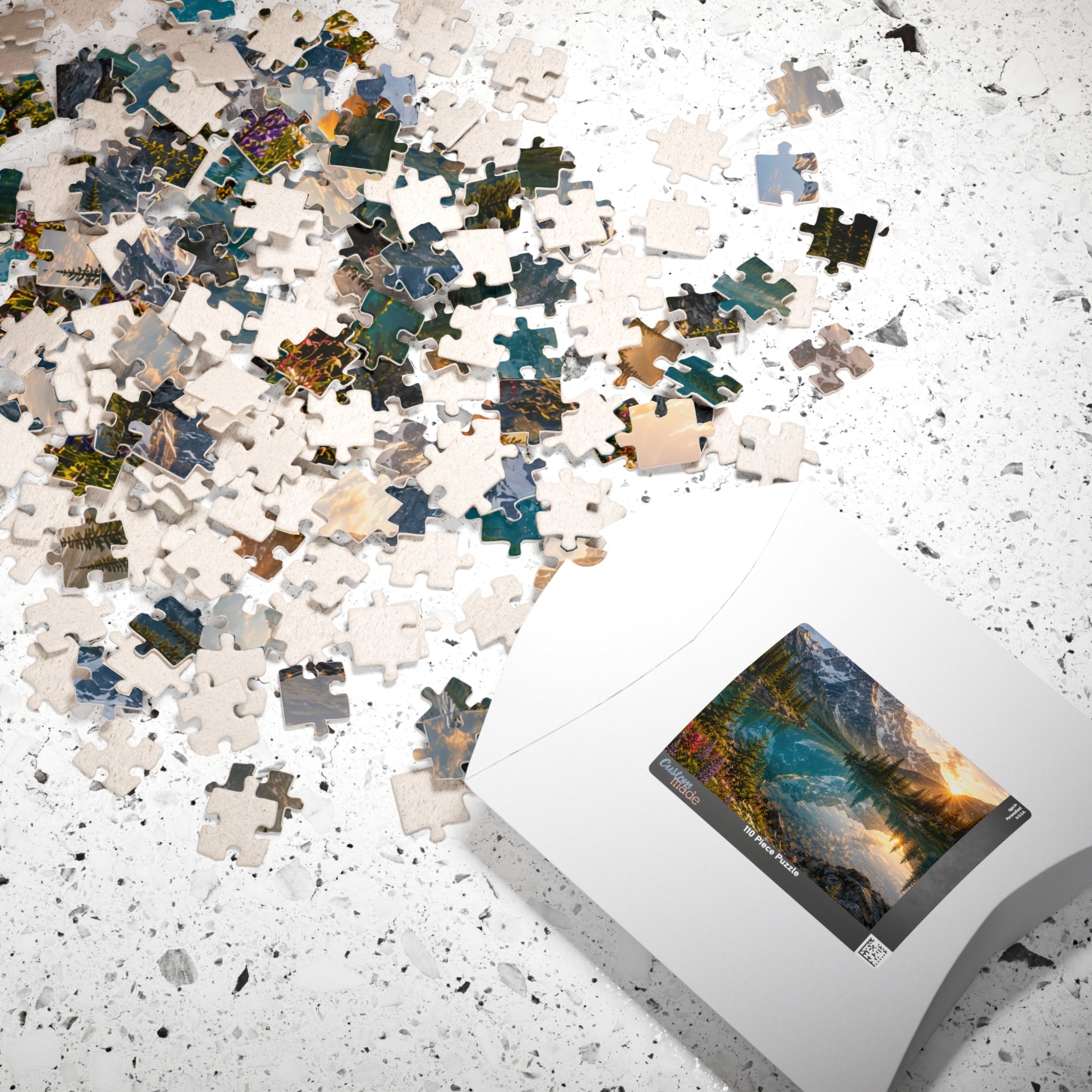 Mountain Lake Sunset Puzzle — Scenic Nature Jigsaw (110–1014 pcs)
