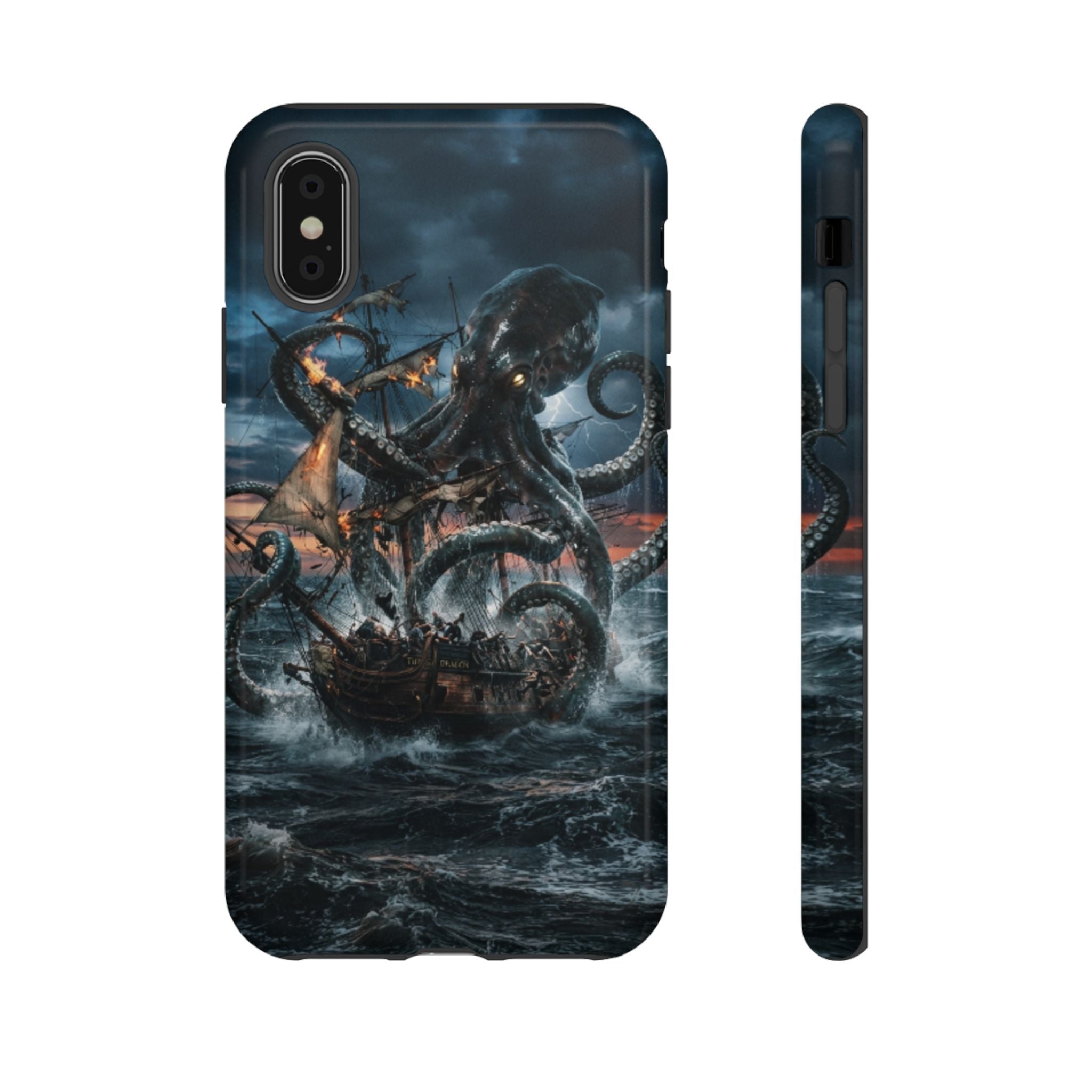 Kraken Sea Battle Phone Case — Ocean Monster Shipwreck Design