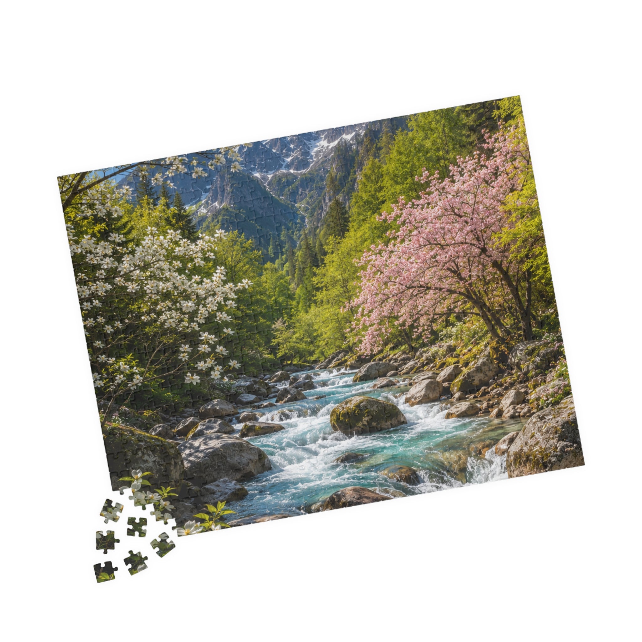 Mountain Spring River Puzzle — Scenic Nature Jigsaw (110/252/520/1014 pcs)