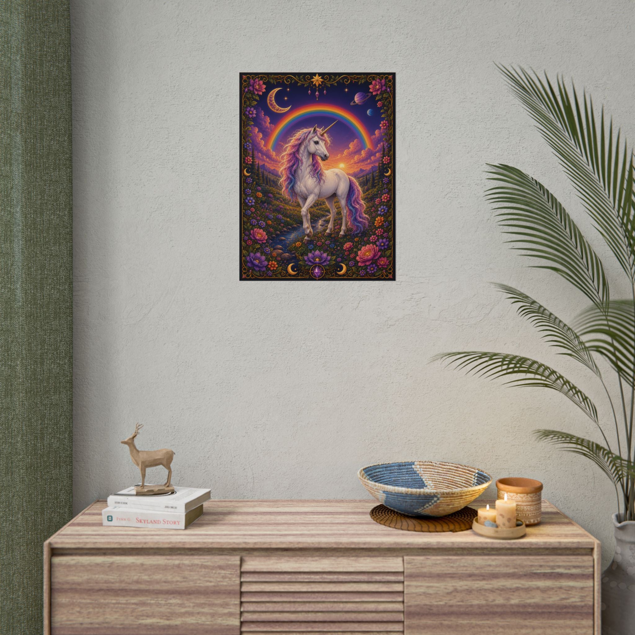 Unicorn Rainbow Poster — Mystical Fantasy Rolled Art Print