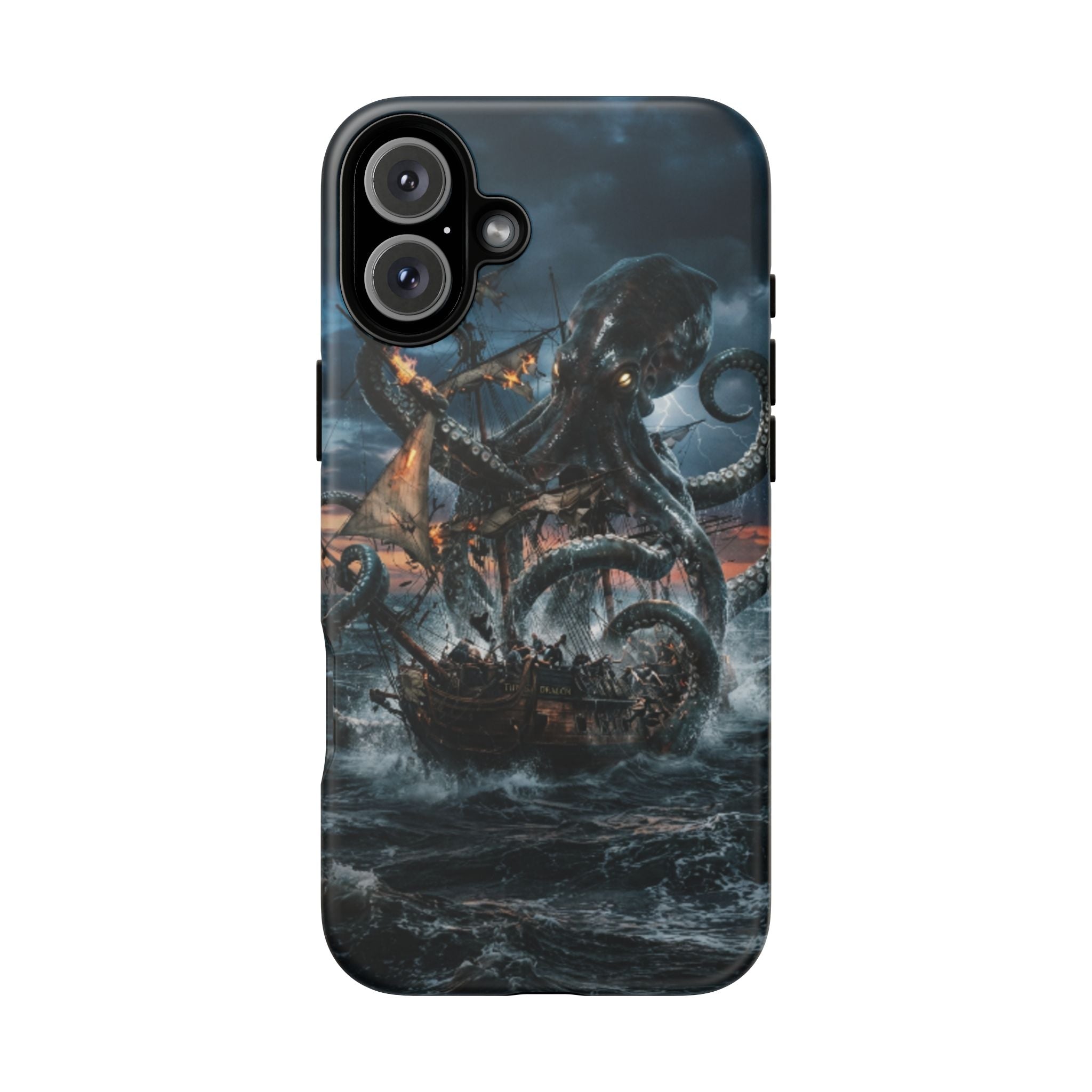 Kraken Sea Battle Phone Case — Ocean Monster Shipwreck Design