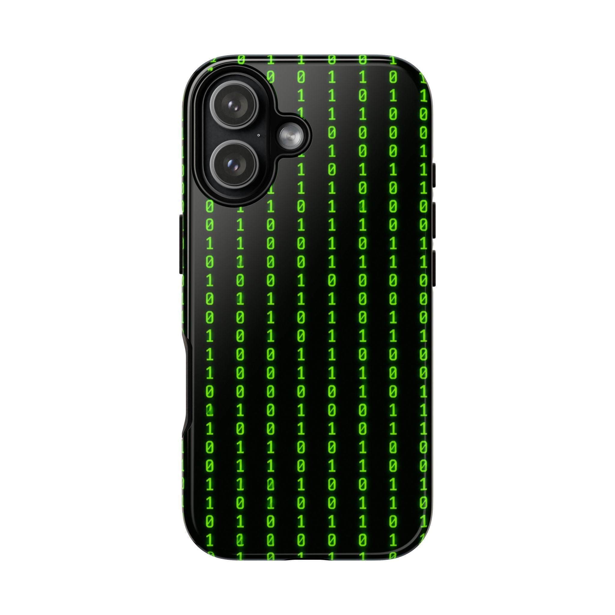 Coder Phone Case — Matrix Binary Code Green on Black Tough Case