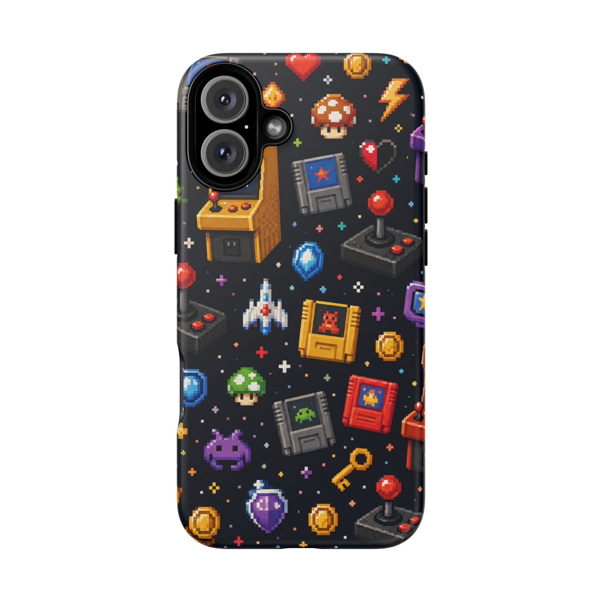 Retro Arcade Pixel Art Phone Case — Gamer Icons Pattern