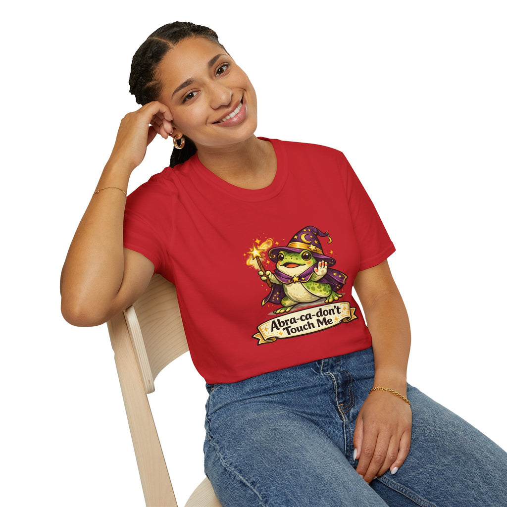 Wizard Frog T‑Shirt — “Abra‑ca‑don’t Touch Me” Cute Magic Tee