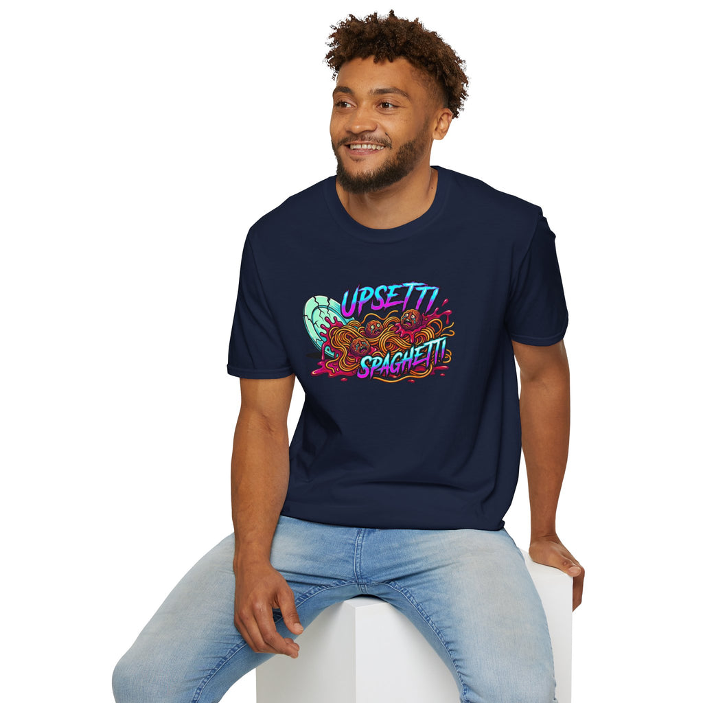 Upsetti Spaghetti T-Shirt — Funny Cartoon Spilled Pasta Graphic Tee