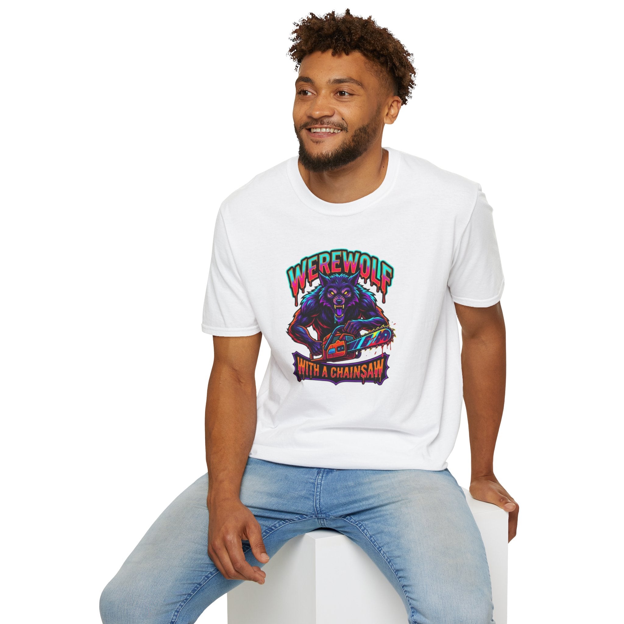 Werewolf T-Shirt — "Werewolf with a Chainsaw" Retro Horror Graphic Tee