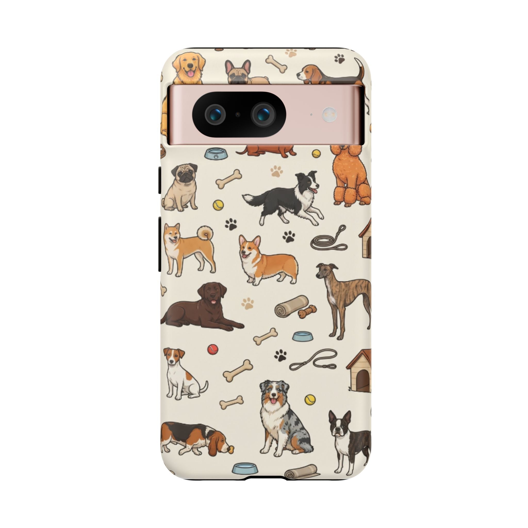 Dog Pattern Tough Phone Case — Cute Breed Collage Protective Cover