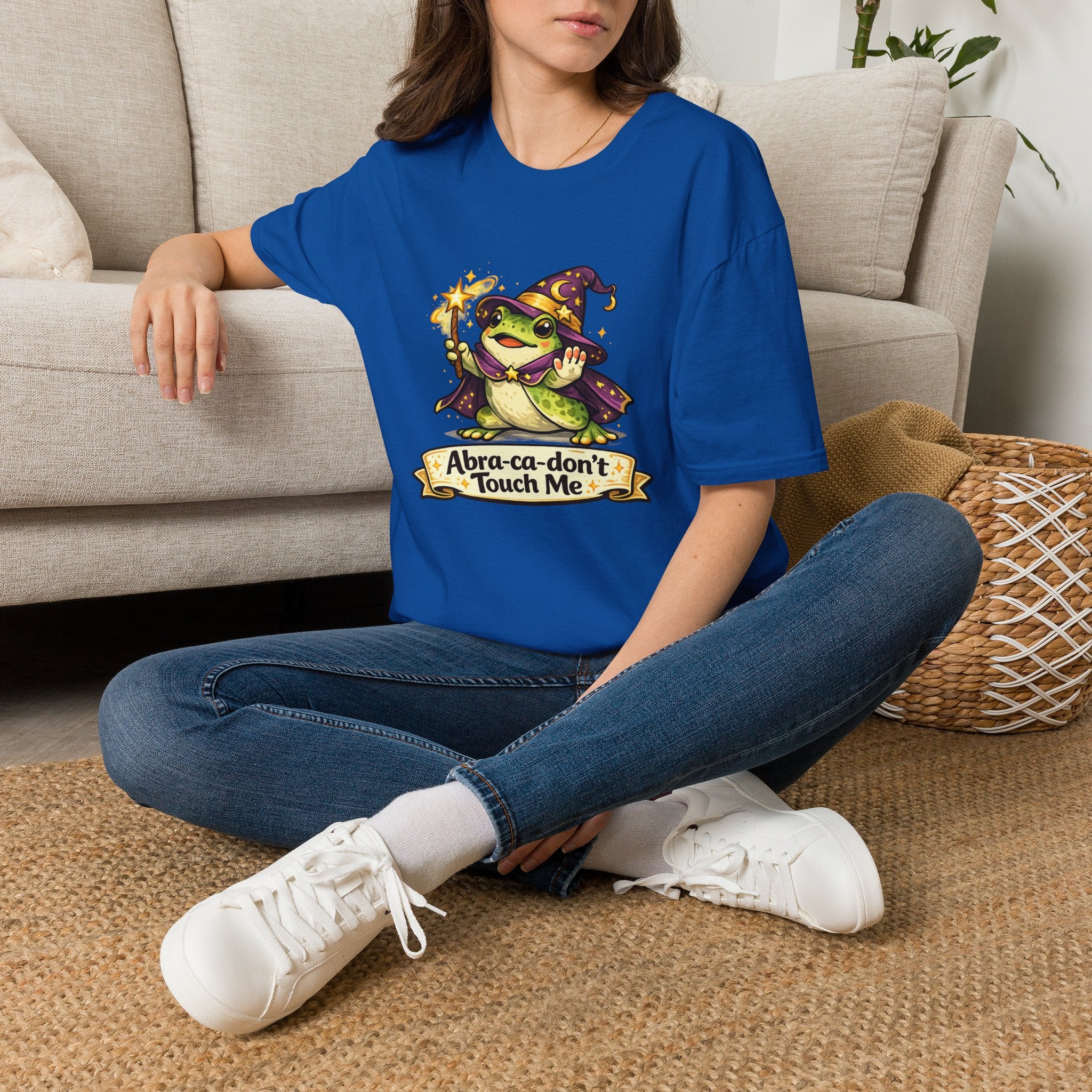 Wizard Frog T‑Shirt — “Abra‑ca‑don’t Touch Me” Cute Magic Tee