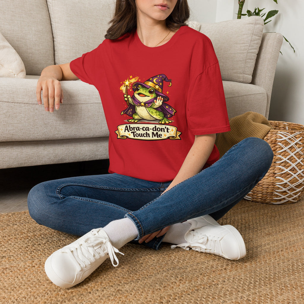 Wizard Frog T‑Shirt — “Abra‑ca‑don’t Touch Me” Cute Magic Tee