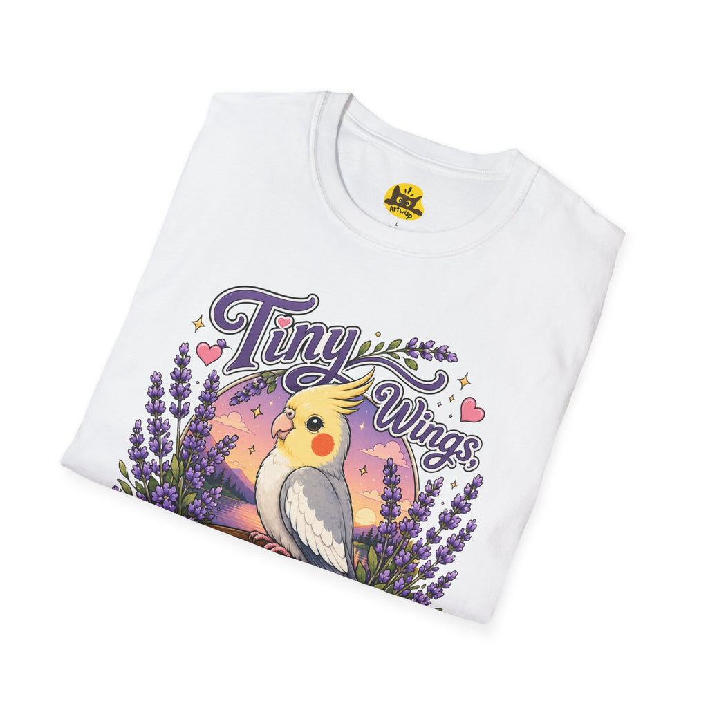 Tiny Wings Cockatiel T‑Shirt — 'Endless Wonder' Cute Bird Graphic Tee