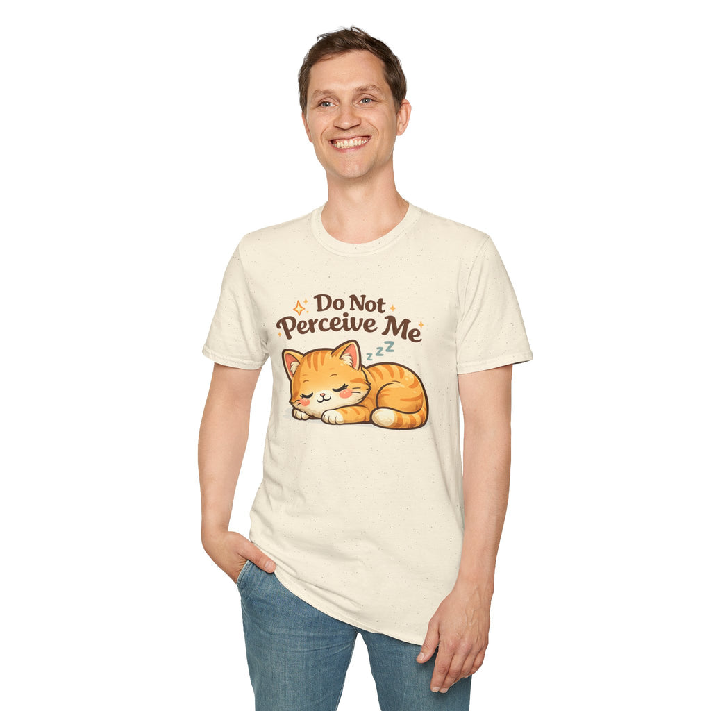 Cat T-Shirt — "Do Not Perceive Me" Cute Sleeping Orange Cat Tee