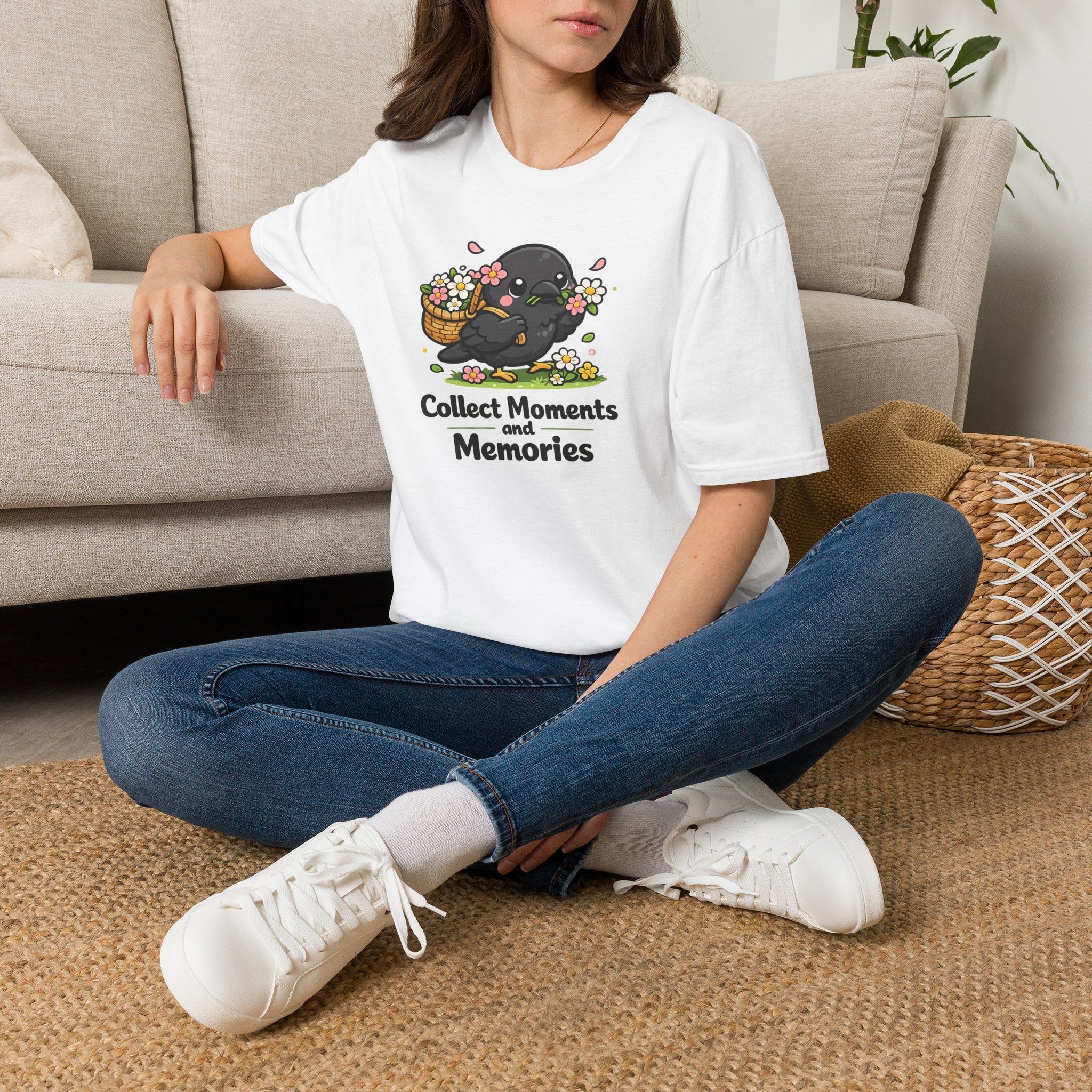 T-Shirt — Collect Moments and Memories Cute Crow Trinkets Graphic Tee