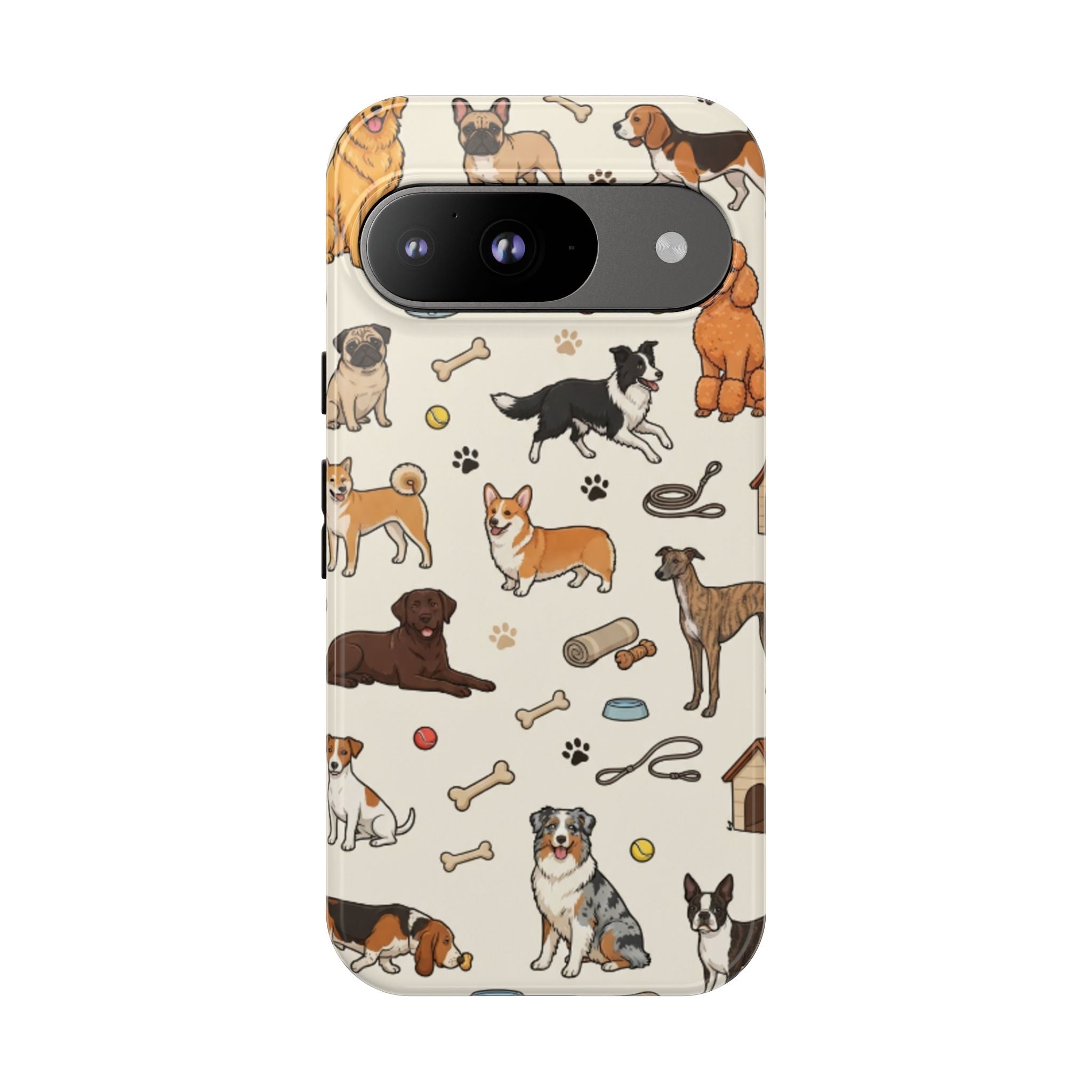 Dog Pattern Tough Phone Case — Cute Breed Collage Protective Cover