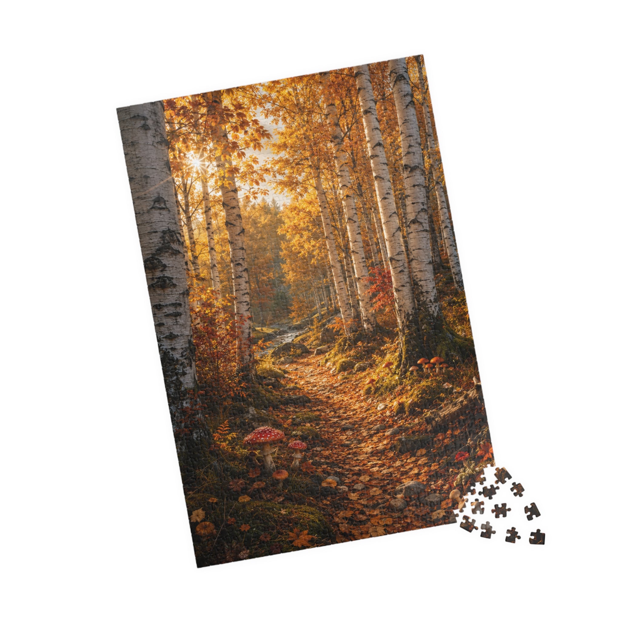 Autumn Birch Forest Puzzle — Scenic Woodland Jigsaw (110/252/520/1014 pcs)