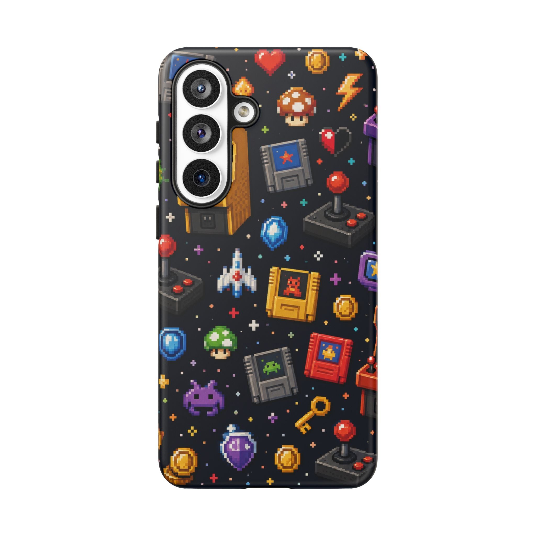 Retro Arcade Pixel Art Phone Case — Gamer Icons Pattern