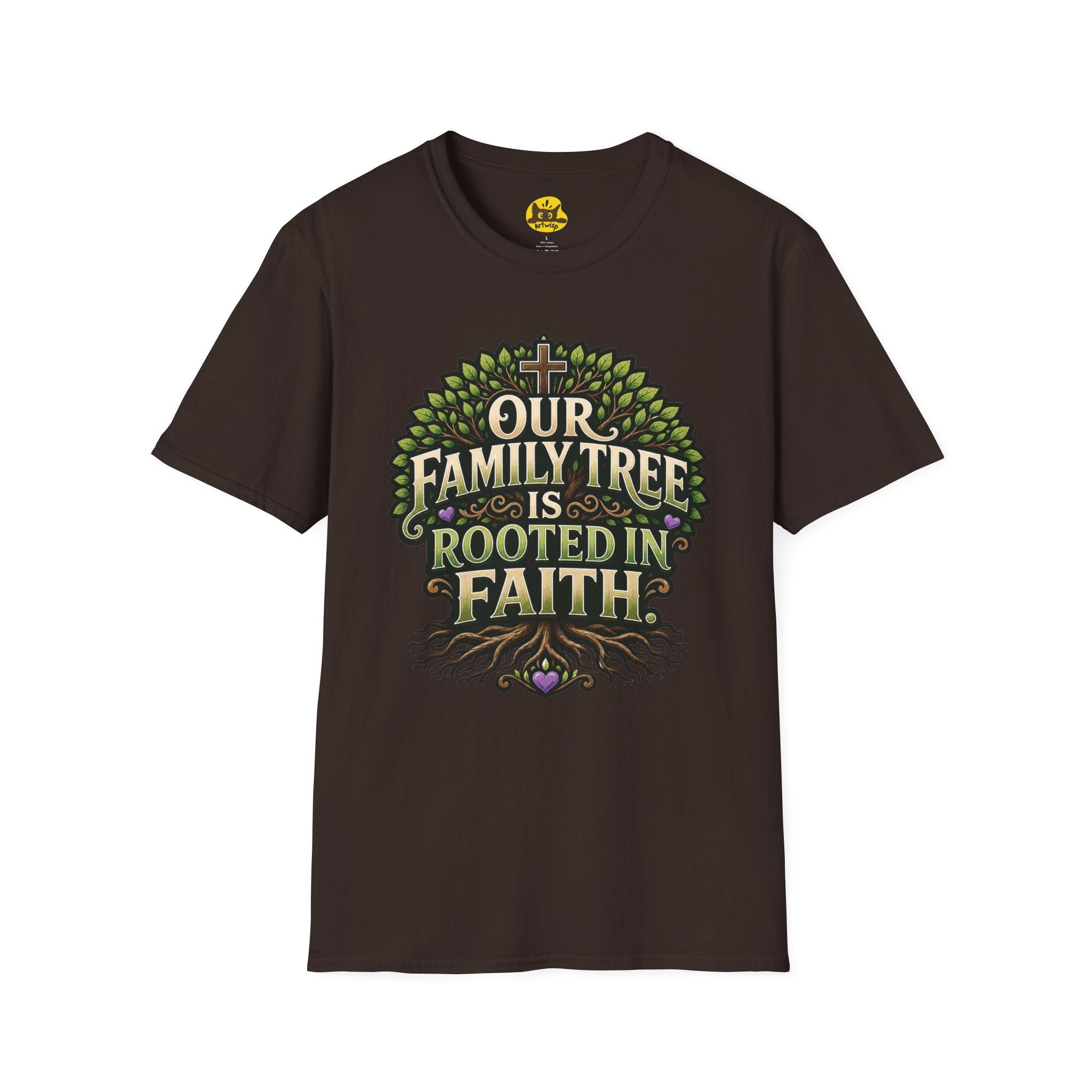 Faith Family Tree T-Shirt — "Our Family Tree Is Rooted in Faith" Christian Graphic Tee