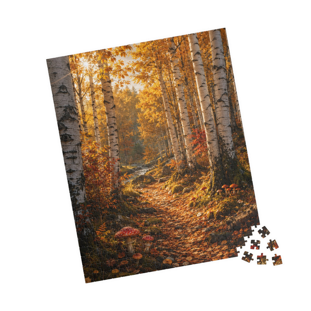 Autumn Birch Forest Puzzle — Scenic Woodland Jigsaw (110/252/520/1014 pcs)