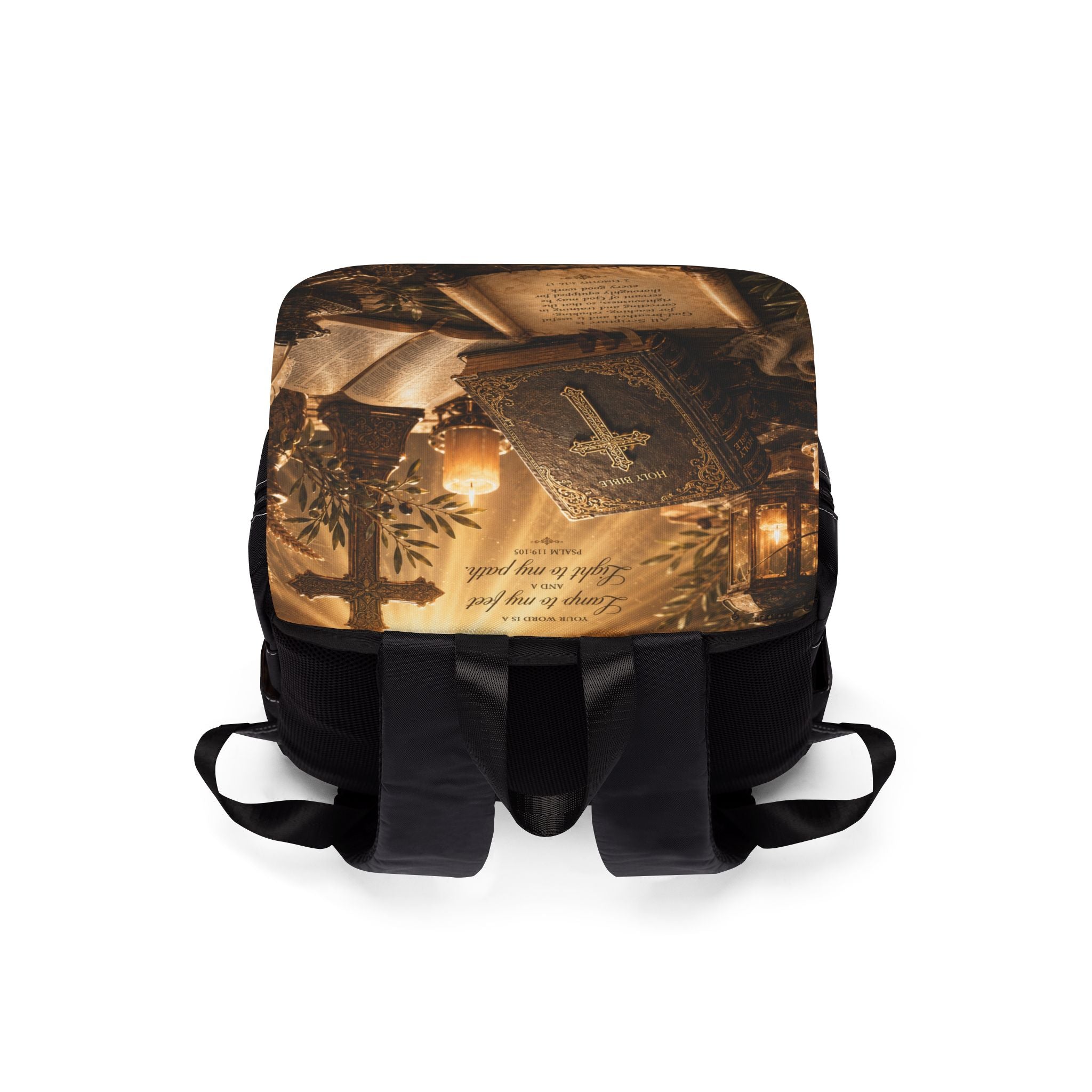 Vintage Bible Shoulder Backpack — Antique Biblical Library Print Shoulder Backpack