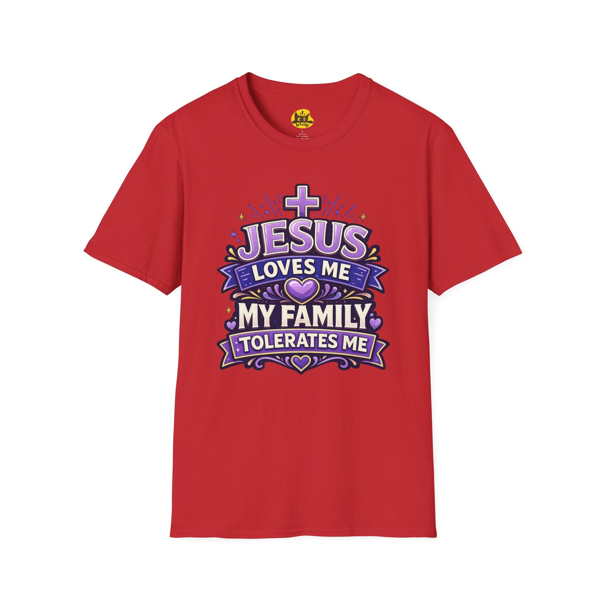 Jesus Loves Me T-Shirt — "Jesus Loves Me, My Family Tolerates Me" Funny Christian Gift Graphic Tee