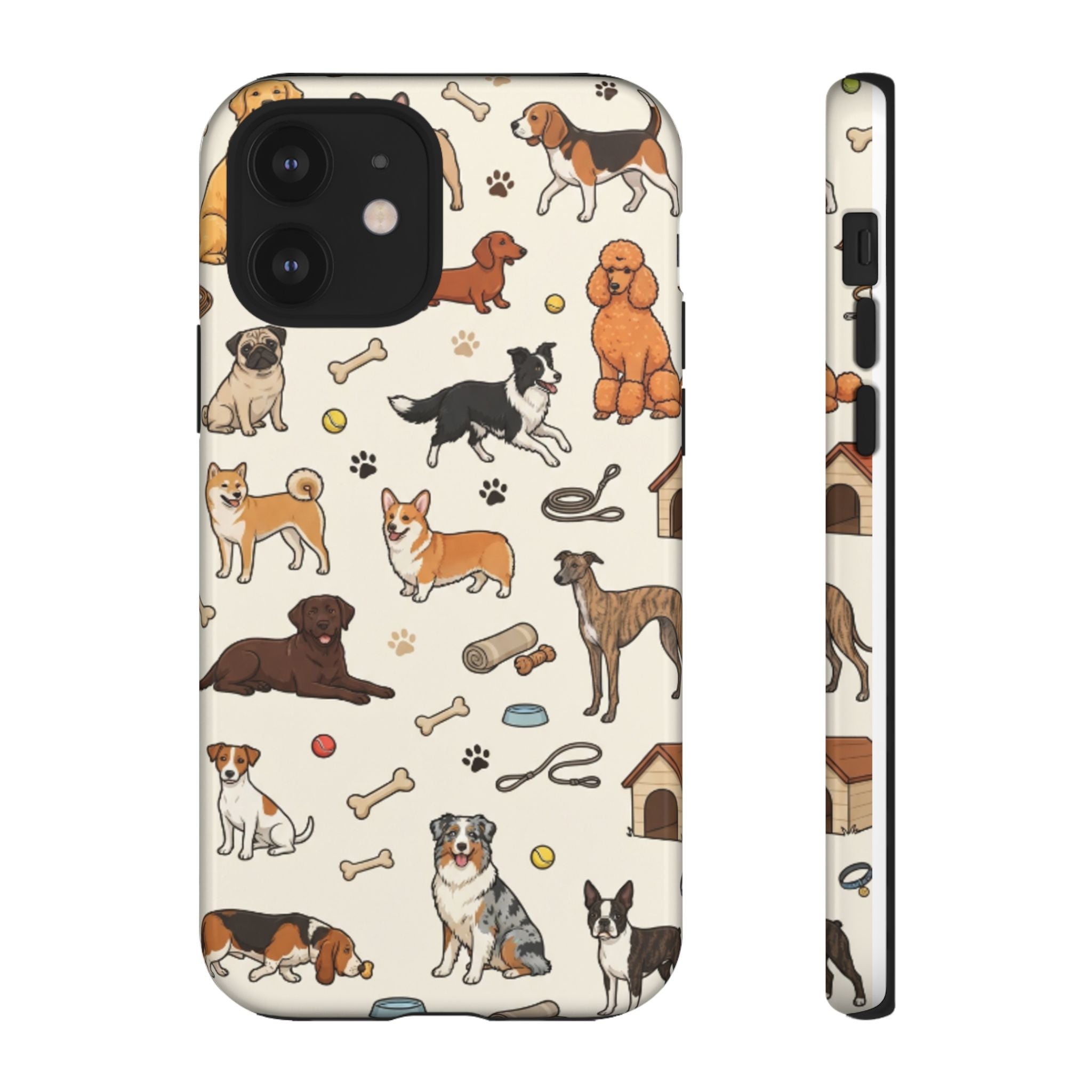 Dog Pattern Tough Phone Case — Cute Breed Collage Protective Cover