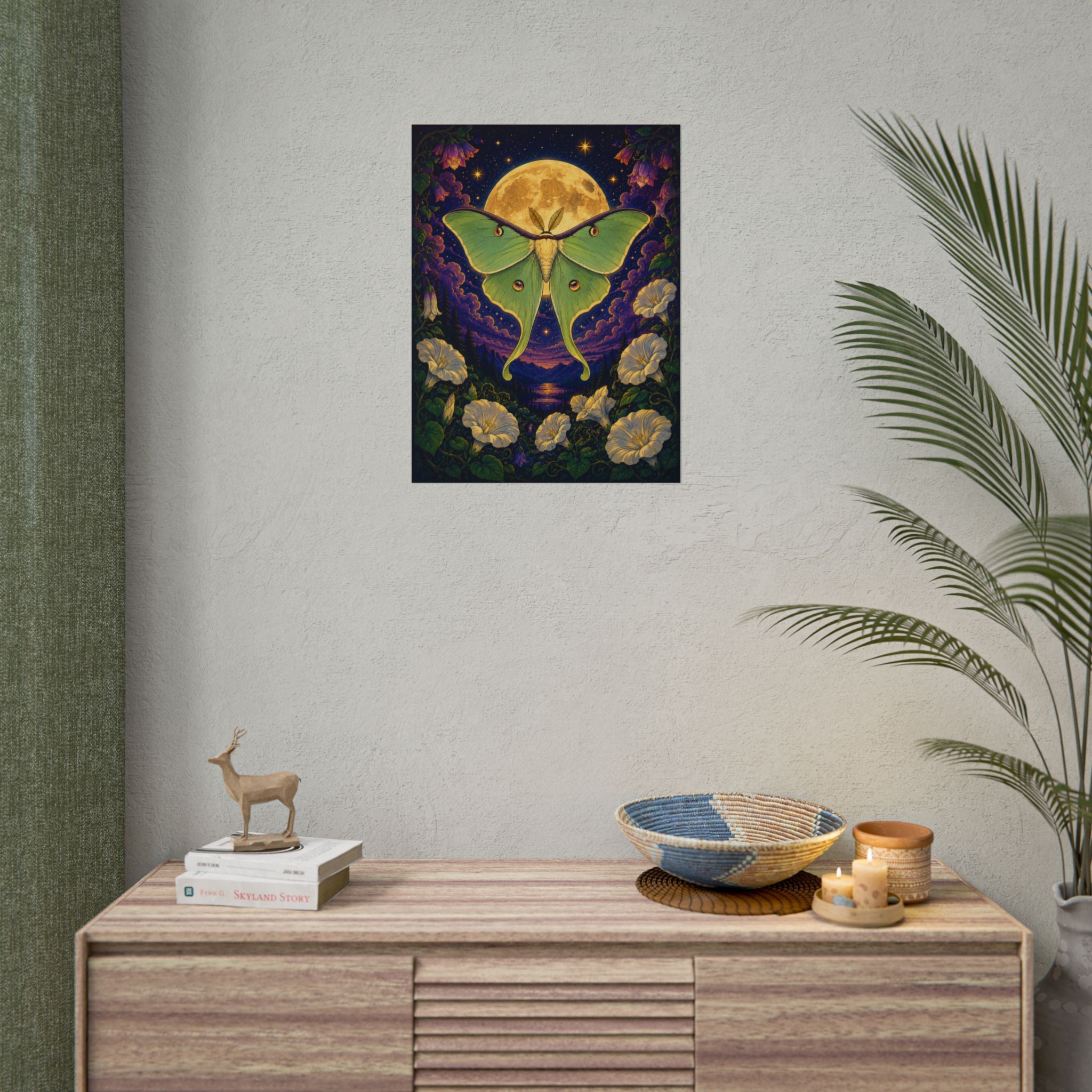 Lunar Luna Moth Poster — Moonlit Moth Wall Art Print