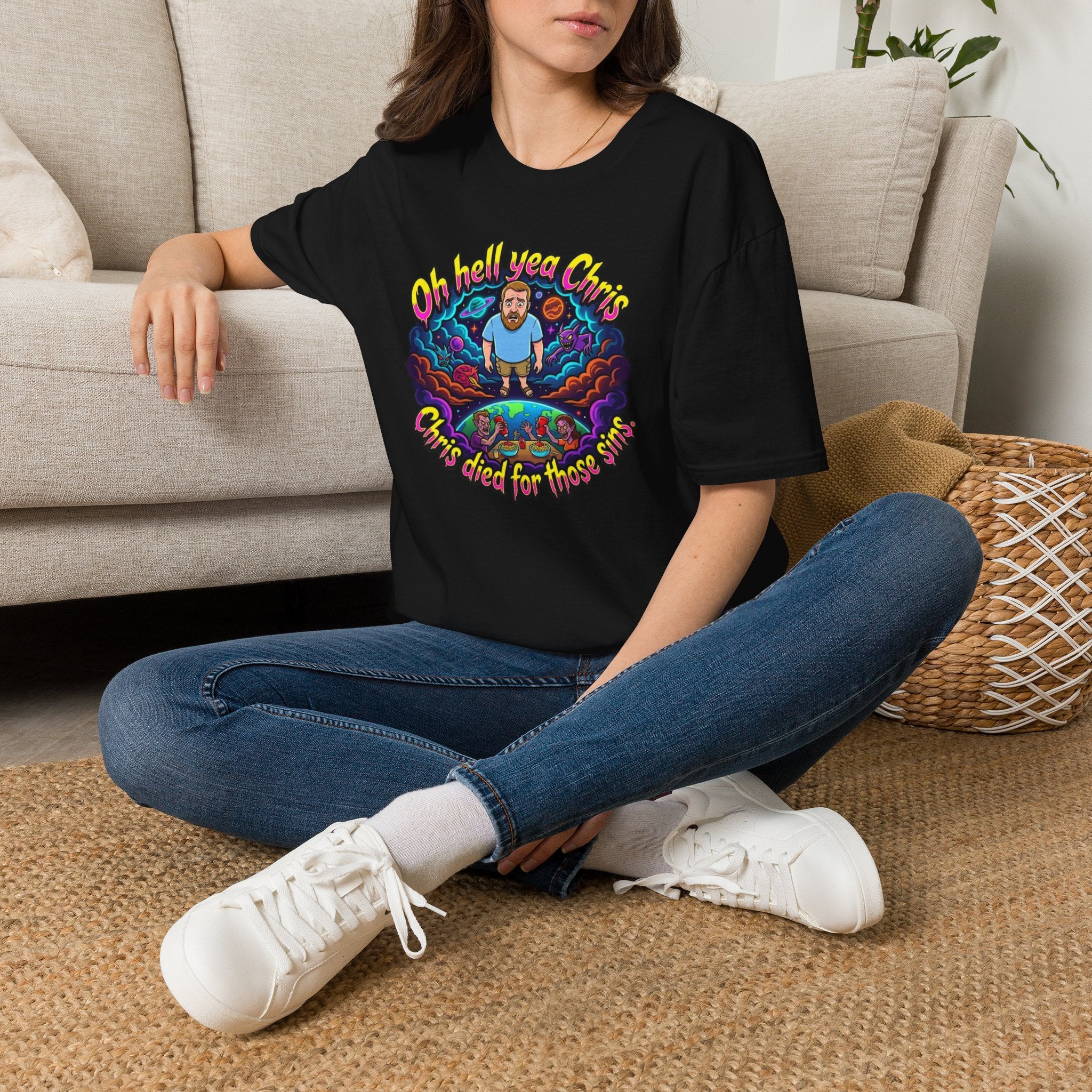 T‑Shirt — “Oh Hell Yea Chris” Retro Psychedelic Graphic Tee