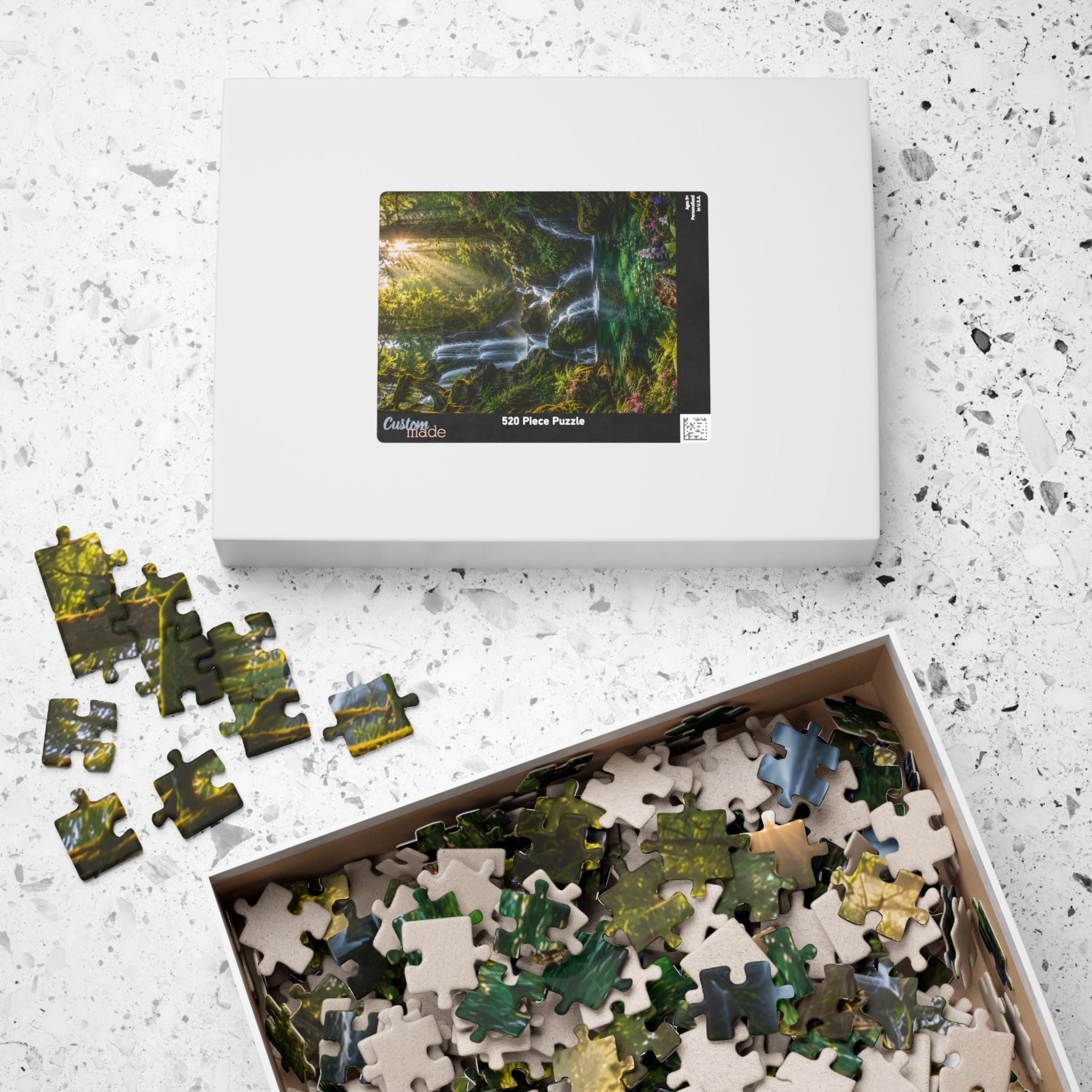 Enchanted Waterfall Forest Puzzle — Scenic Nature Jigsaw (110/252/520/1014 pcs)