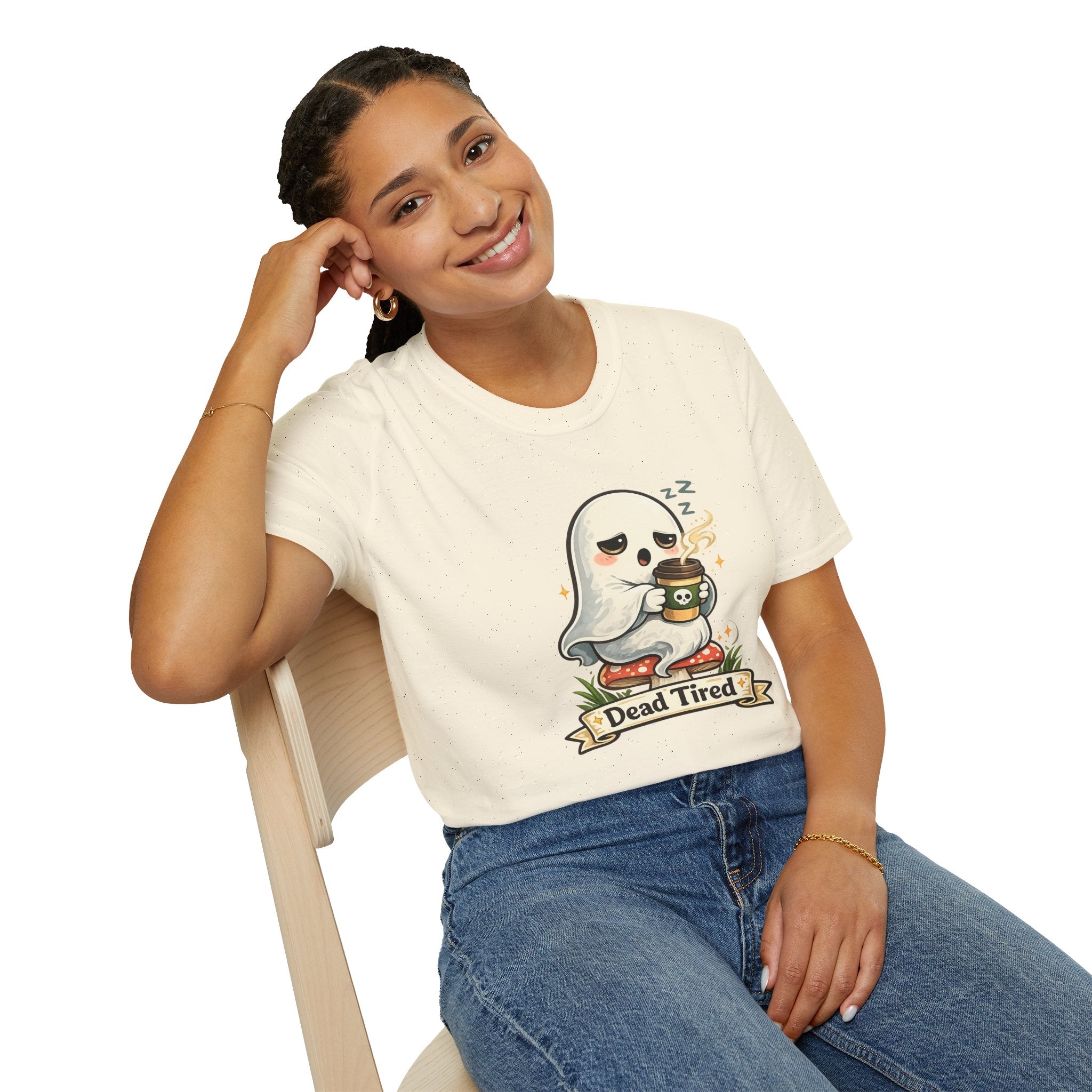 Ghost Coffee T‑Shirt — "Dead Tired" Cute Sleeping Ghost Tee