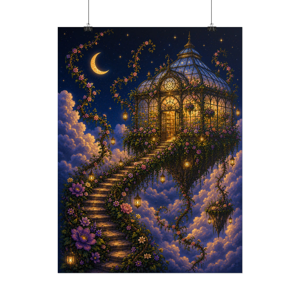 Rolled Poster — Enchanted Moonlit Stairway Fantasy Art Print