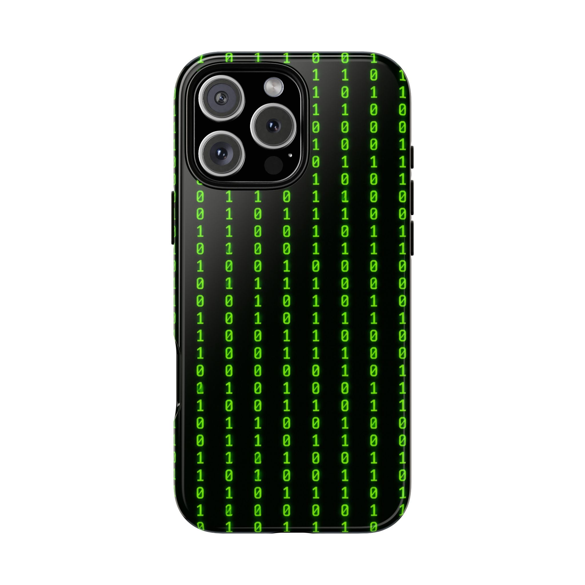 Coder Phone Case — Matrix Binary Code Green on Black Tough Case