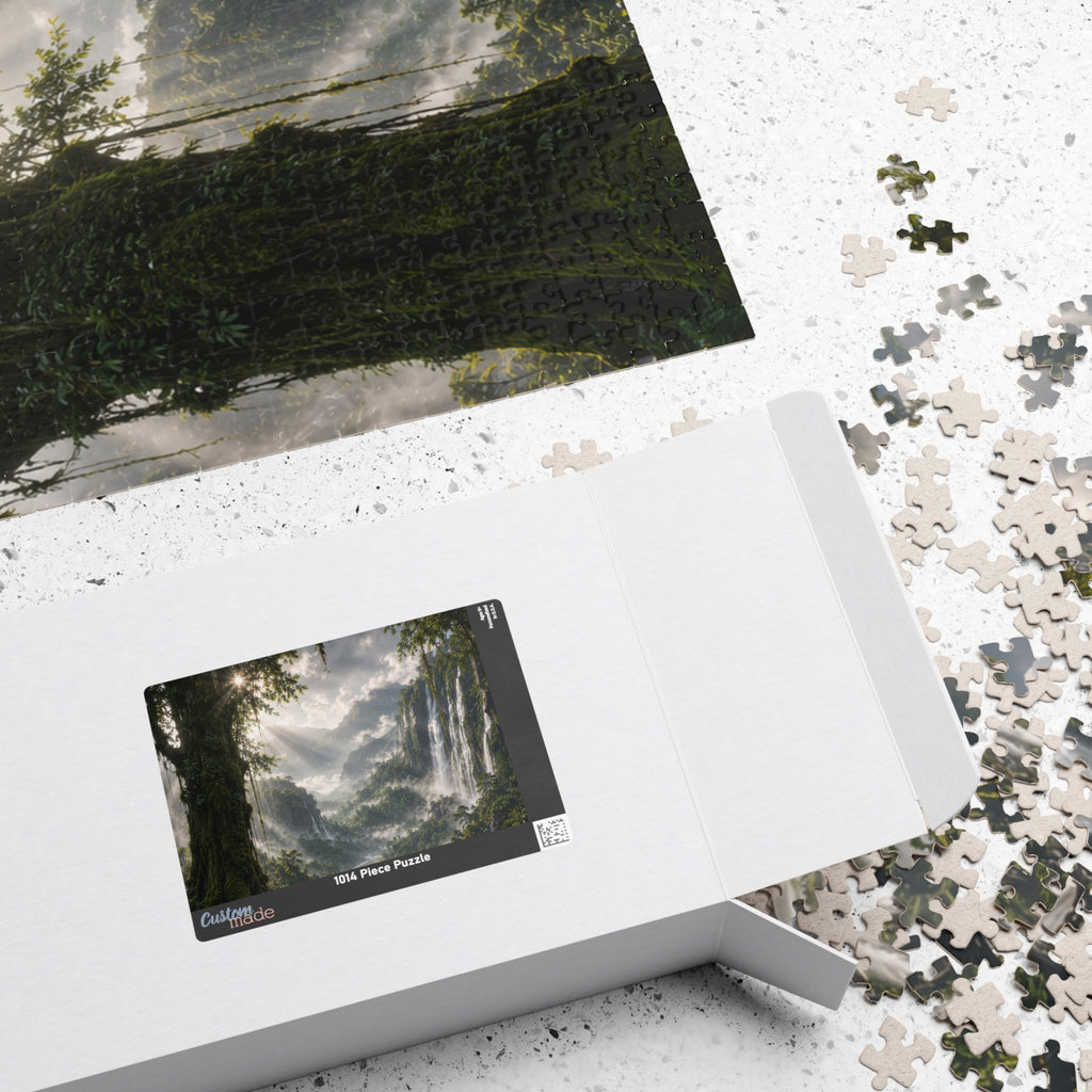 Mystic Waterfall Landscape Puzzle — Scenic Nature Jigsaw (110/252/520/1014 pc)