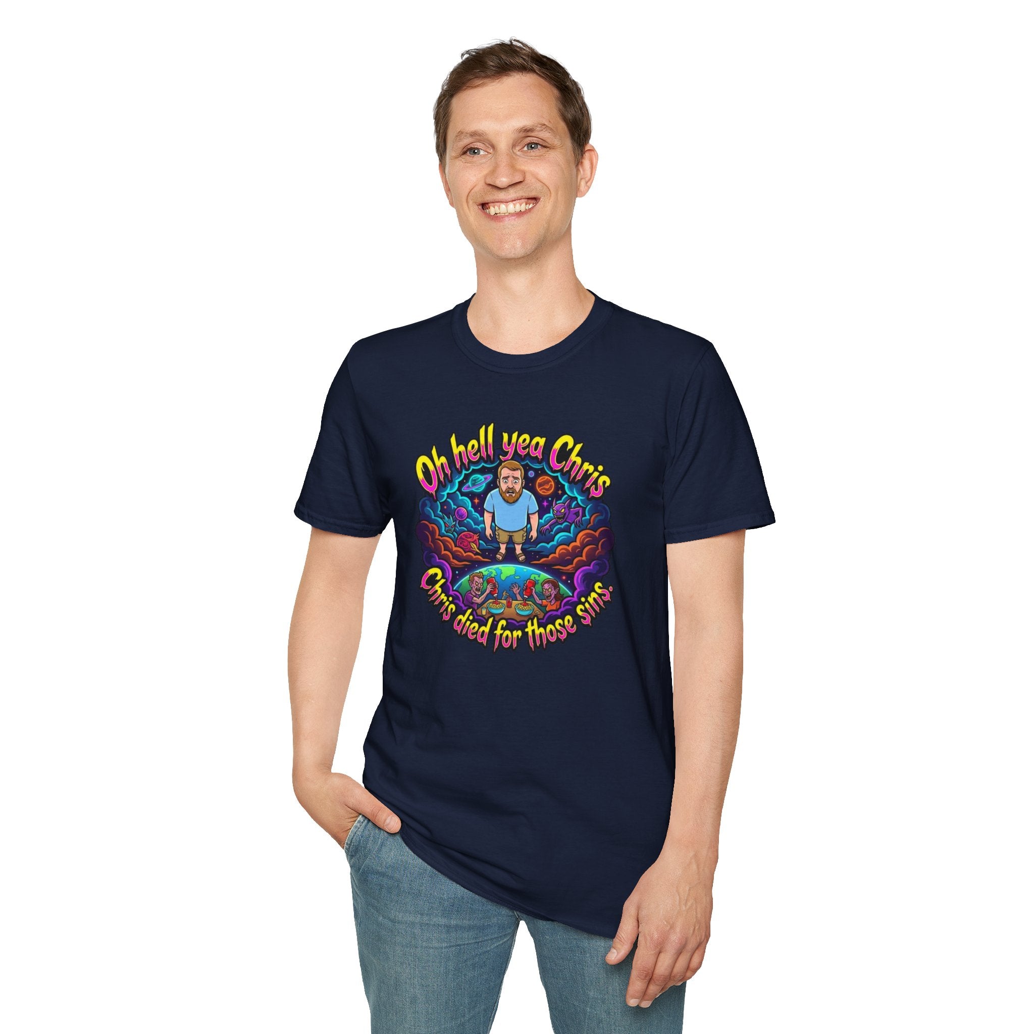 T‑Shirt — “Oh Hell Yea Chris” Retro Psychedelic Graphic Tee