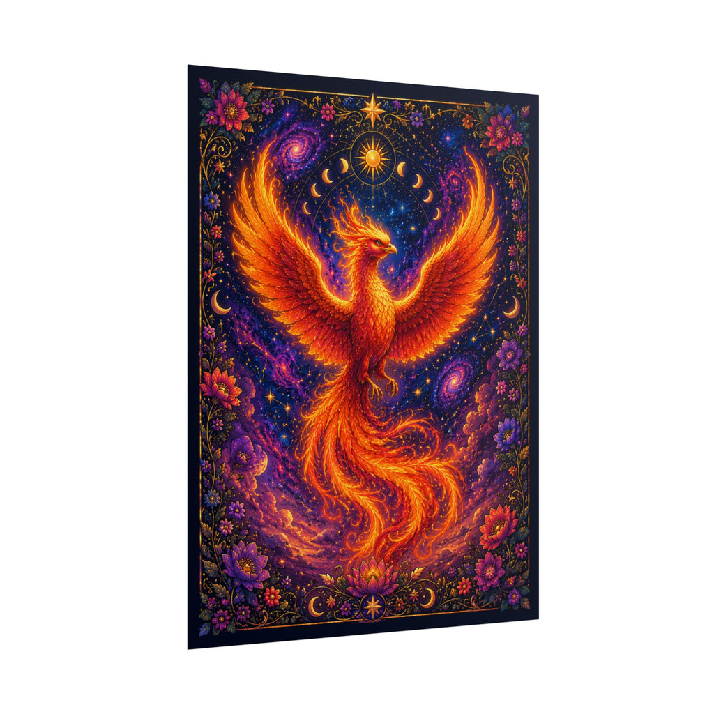 Phoenix Wall Poster — Vibrant Mystic Sun & Moon Art Print