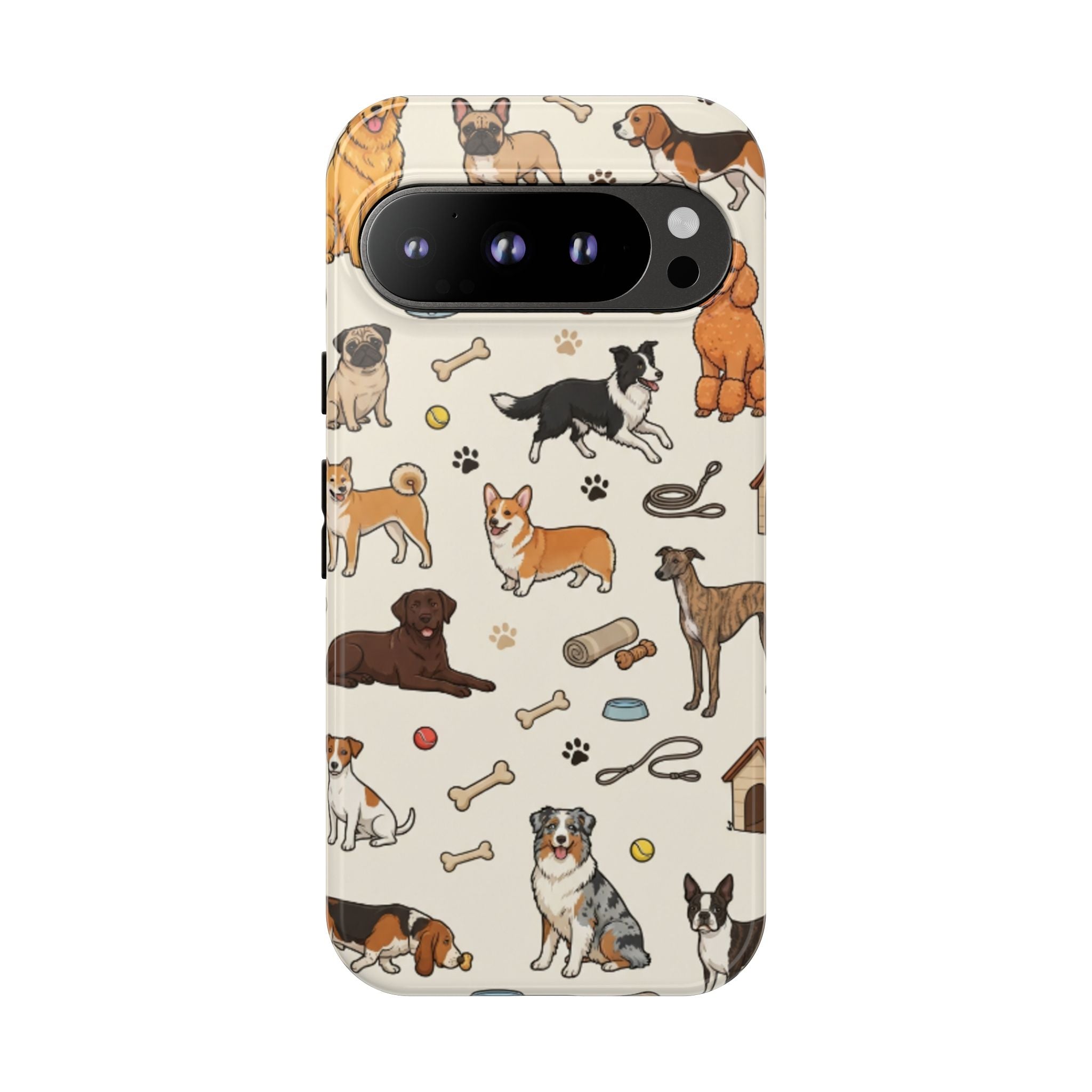 Dog Pattern Tough Phone Case — Cute Breed Collage Protective Cover