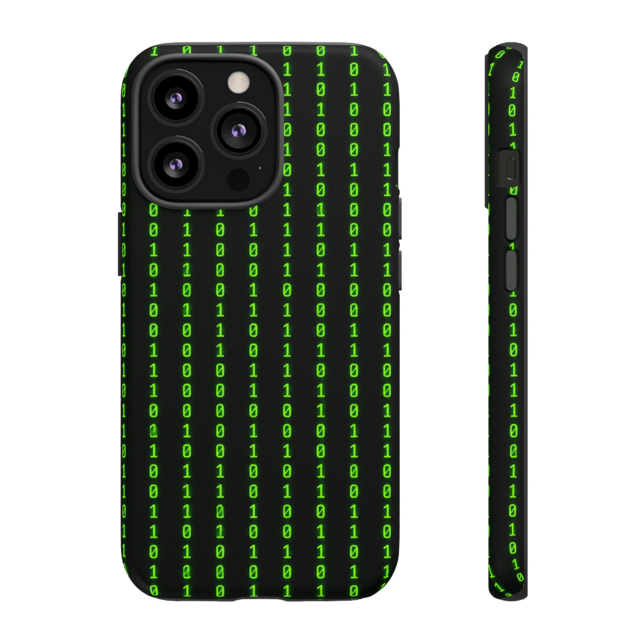 Coder Phone Case — Matrix Binary Code Green on Black Tough Case