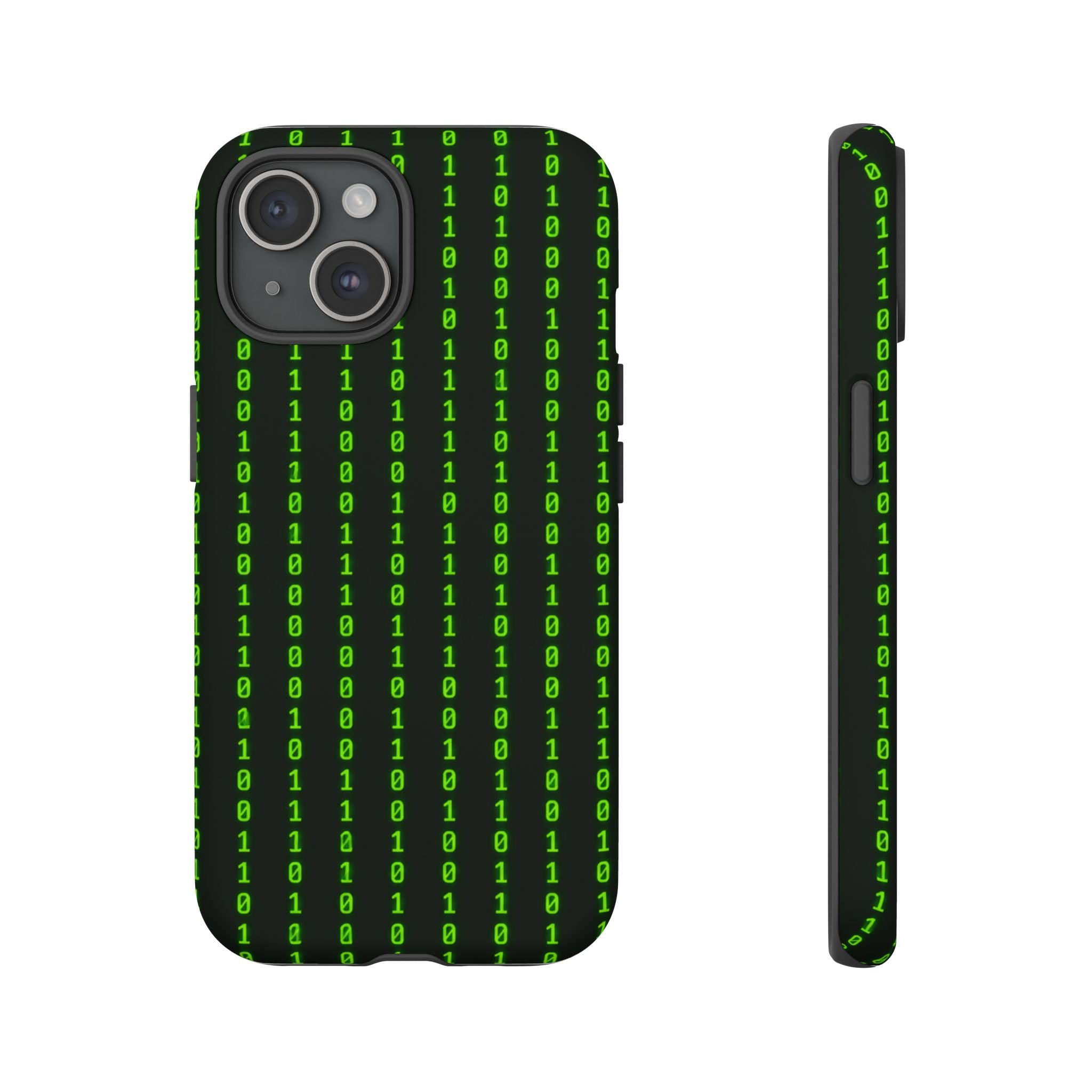 Coder Phone Case — Matrix Binary Code Green on Black Tough Case