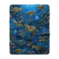 Sea Turtle Sherpa Blanket — Ocean Reef Fleece Throw
